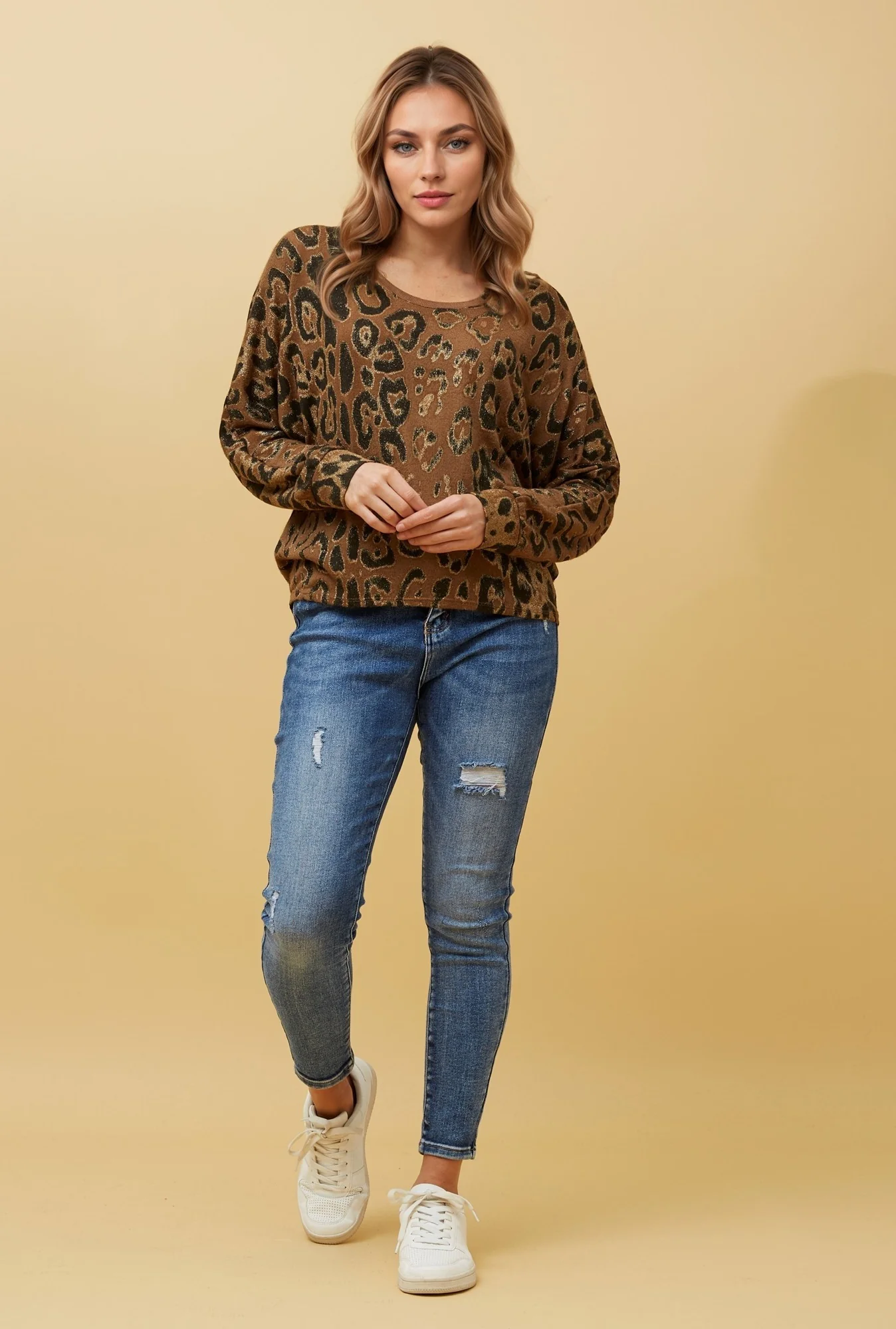 HARMANY ANIMAL PRINT GLITTER TOP