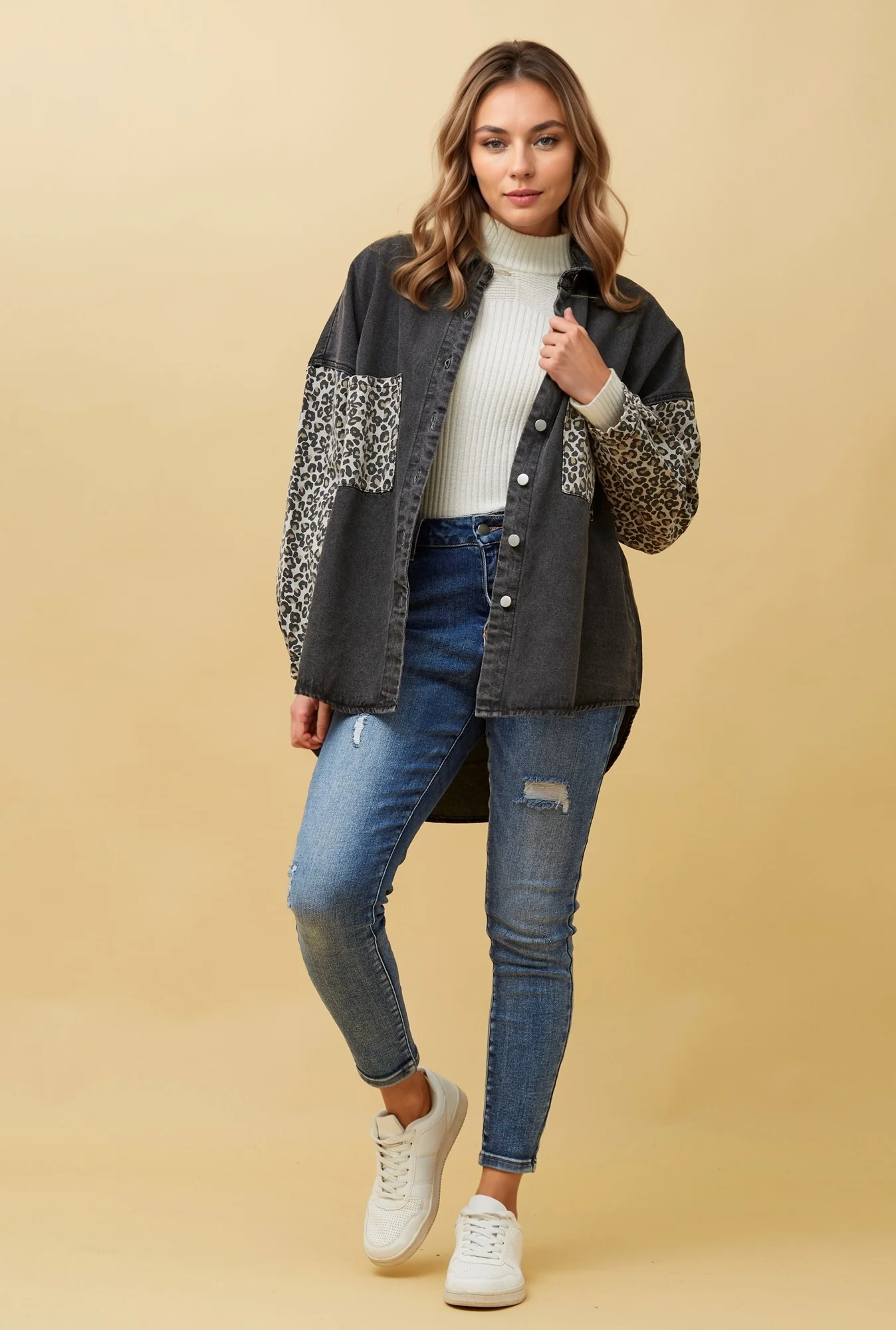 GRACELYN BLOCK ANIMAL PRINT SHACKET