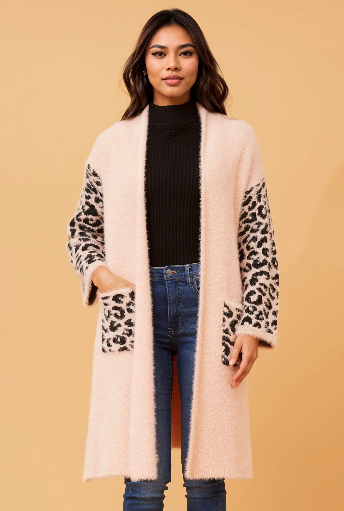 ZAIRA EYELASH YARN KNIT CARDIGAN