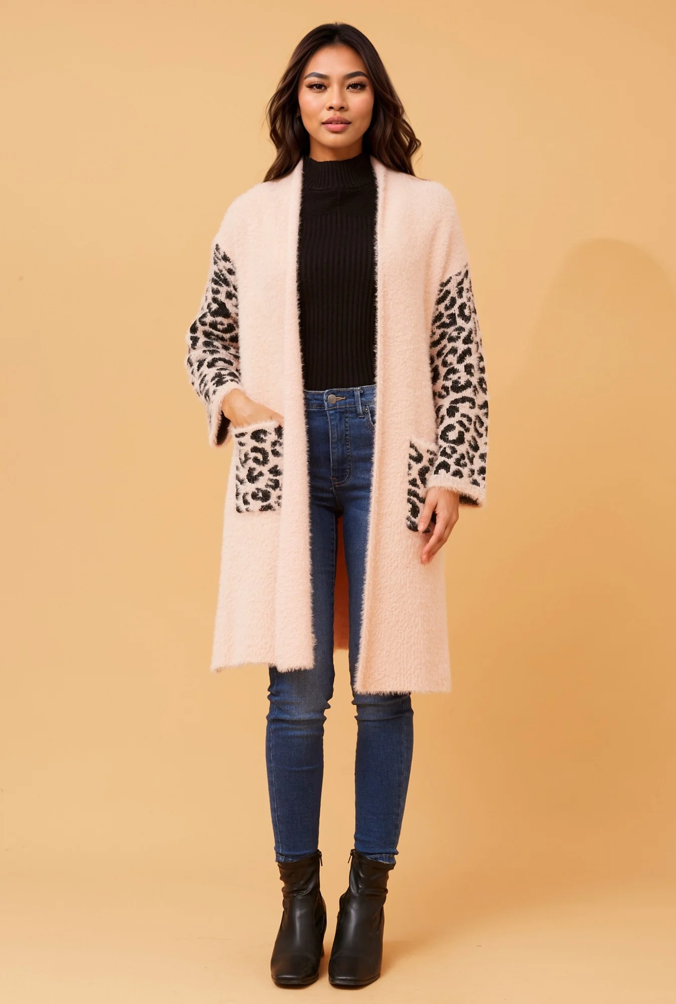 ZAIRA EYELASH YARN KNIT CARDIGAN