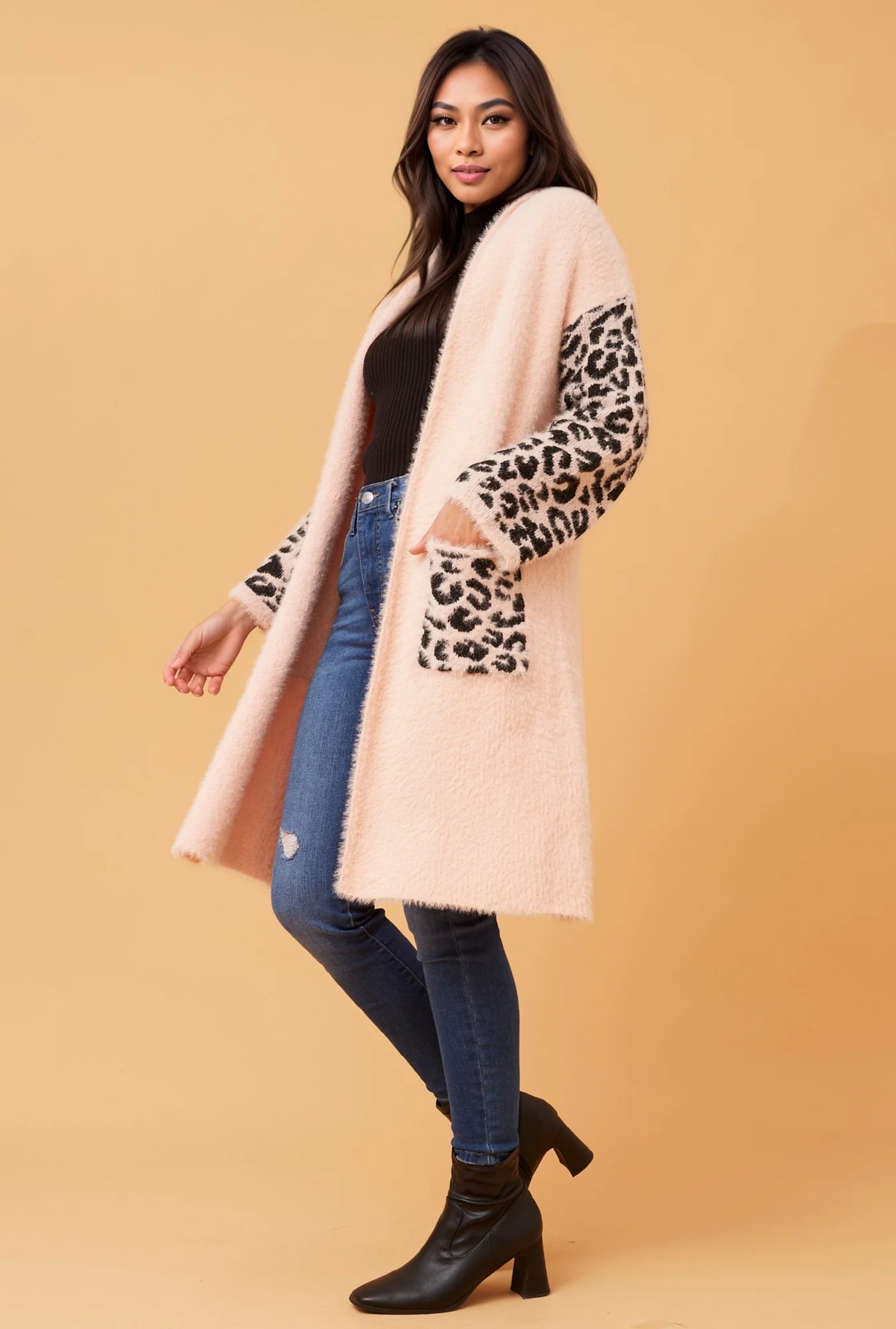 ZAIRA EYELASH YARN KNIT CARDIGAN