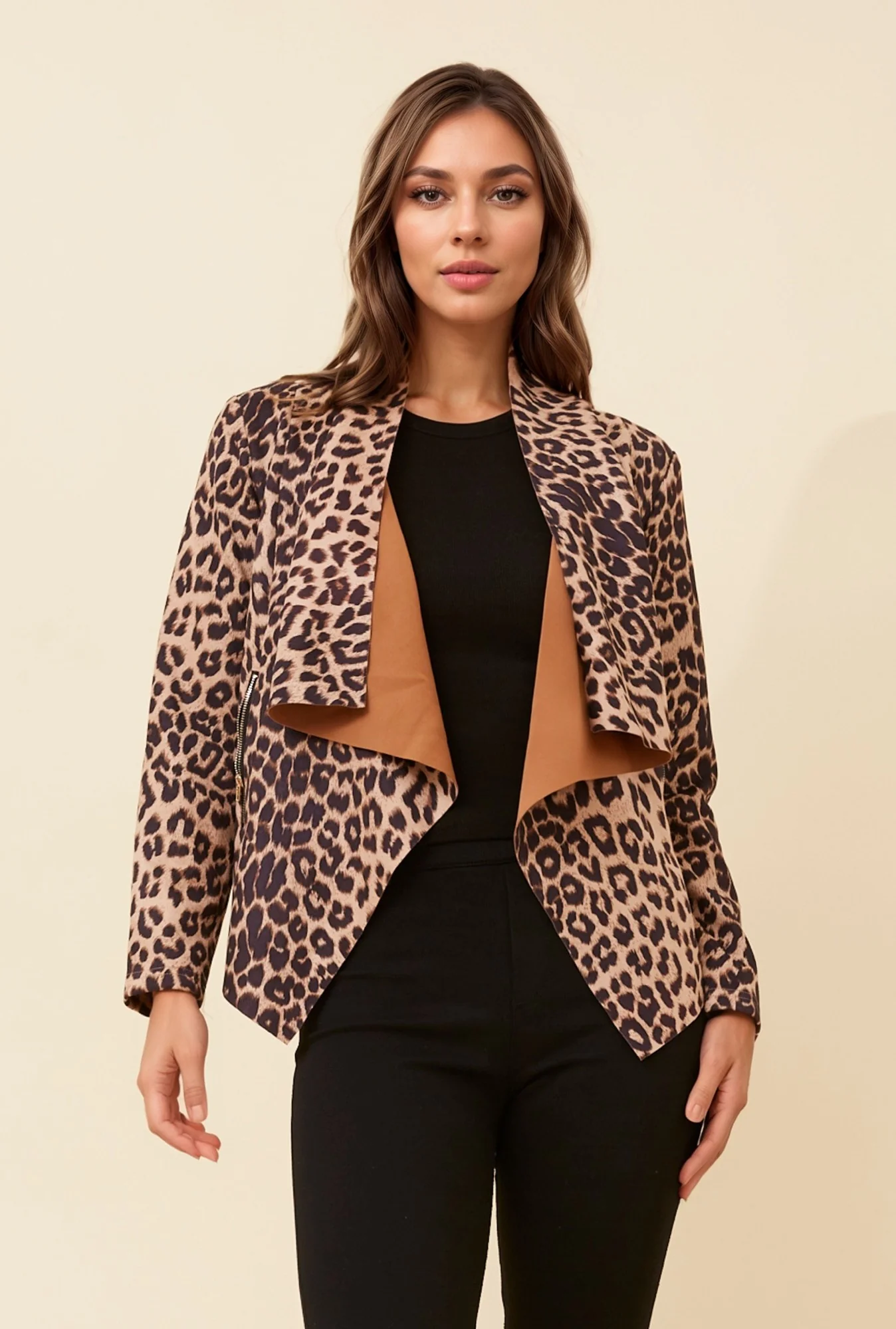 LENI ANIMAL PRINT FAUX SUEDE JACKET