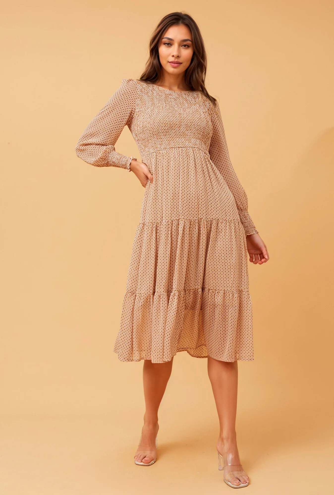 SHERRY TIERED MIDI DRESS