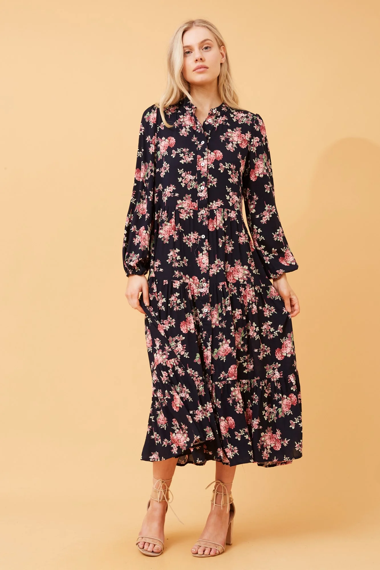 ANGEL FLORAL TIERED DRESS