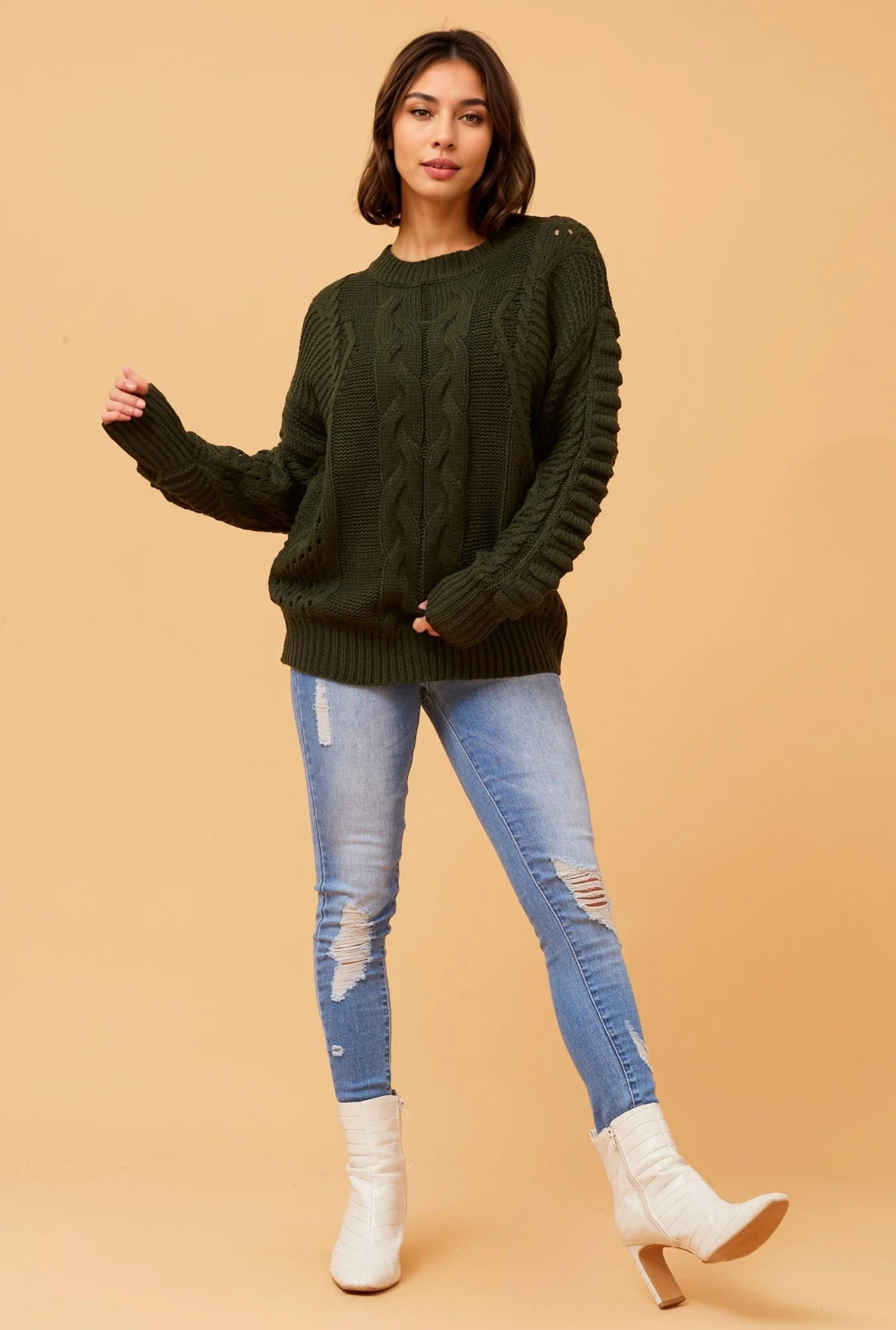 CABLE KNIT PULLOVER