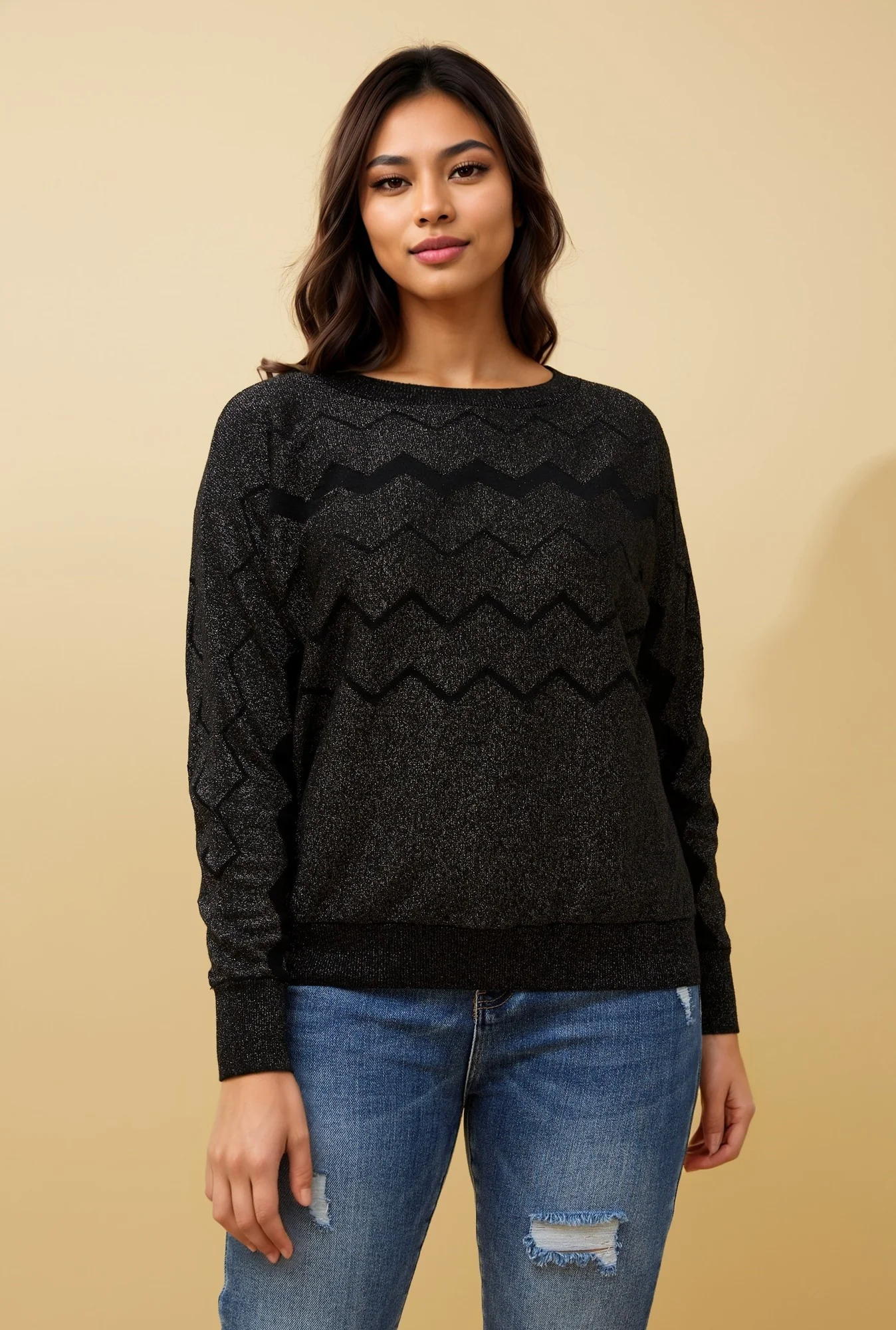 ALEXEY ZIG ZAG GLITTER KNIT JUMPER