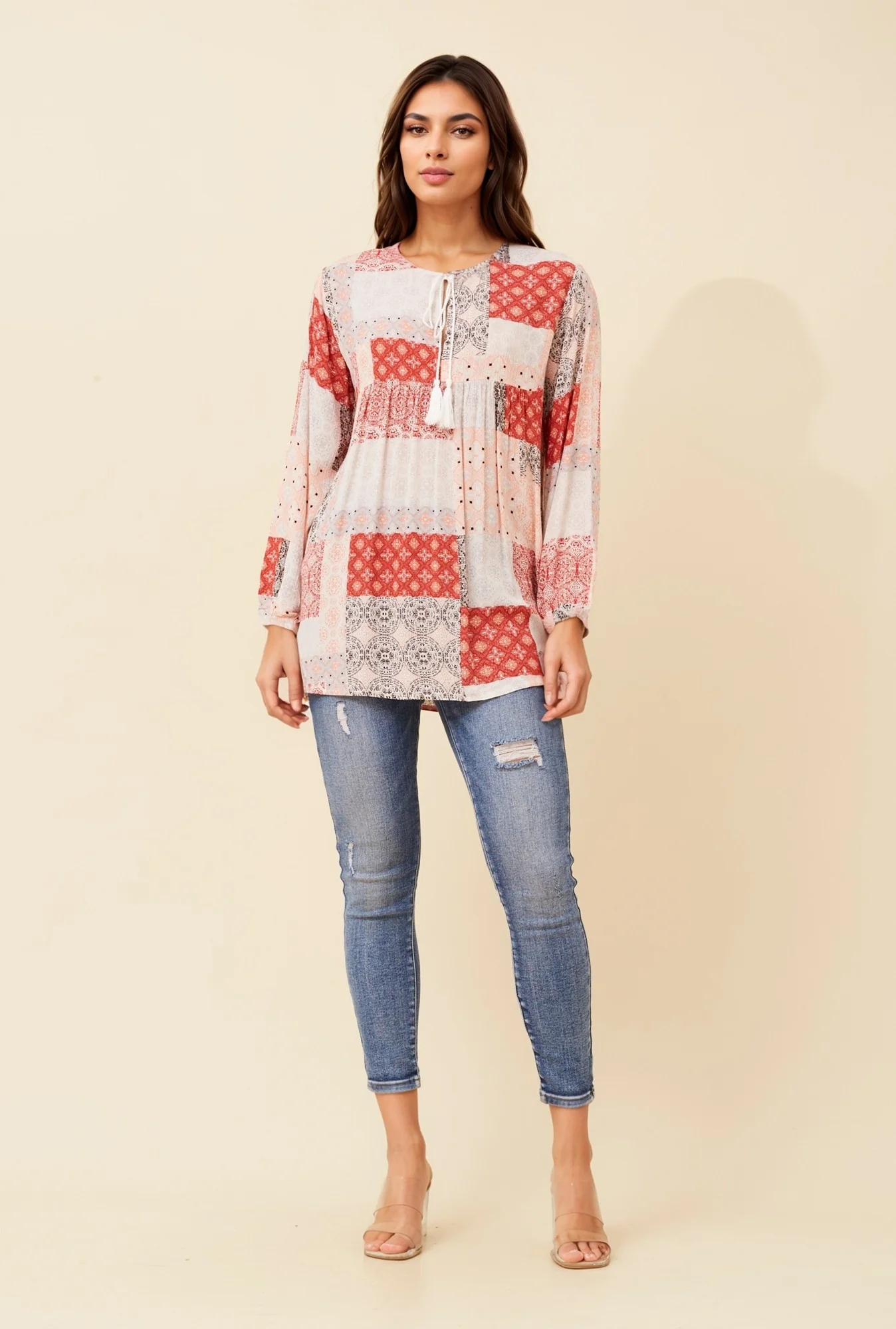 PATCHWORK PRINT TOP