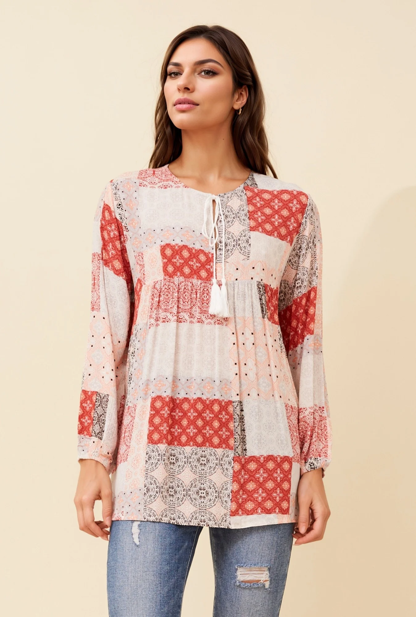 PATCHWORK PRINT TOP