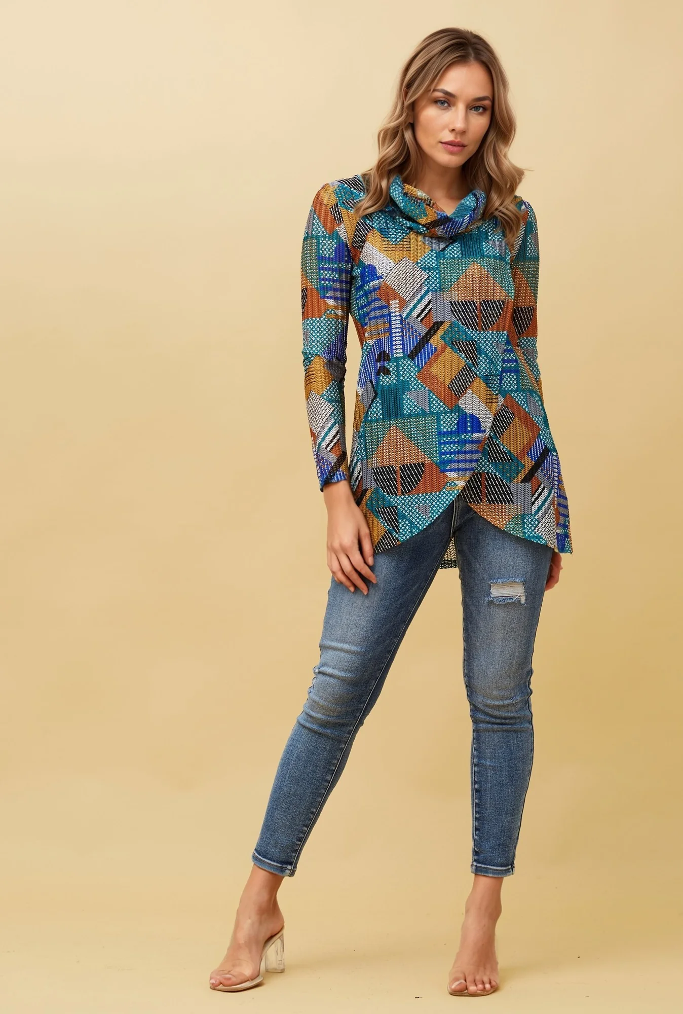 WHISPER ABSTRACT PRINT CROSSOVER TOP