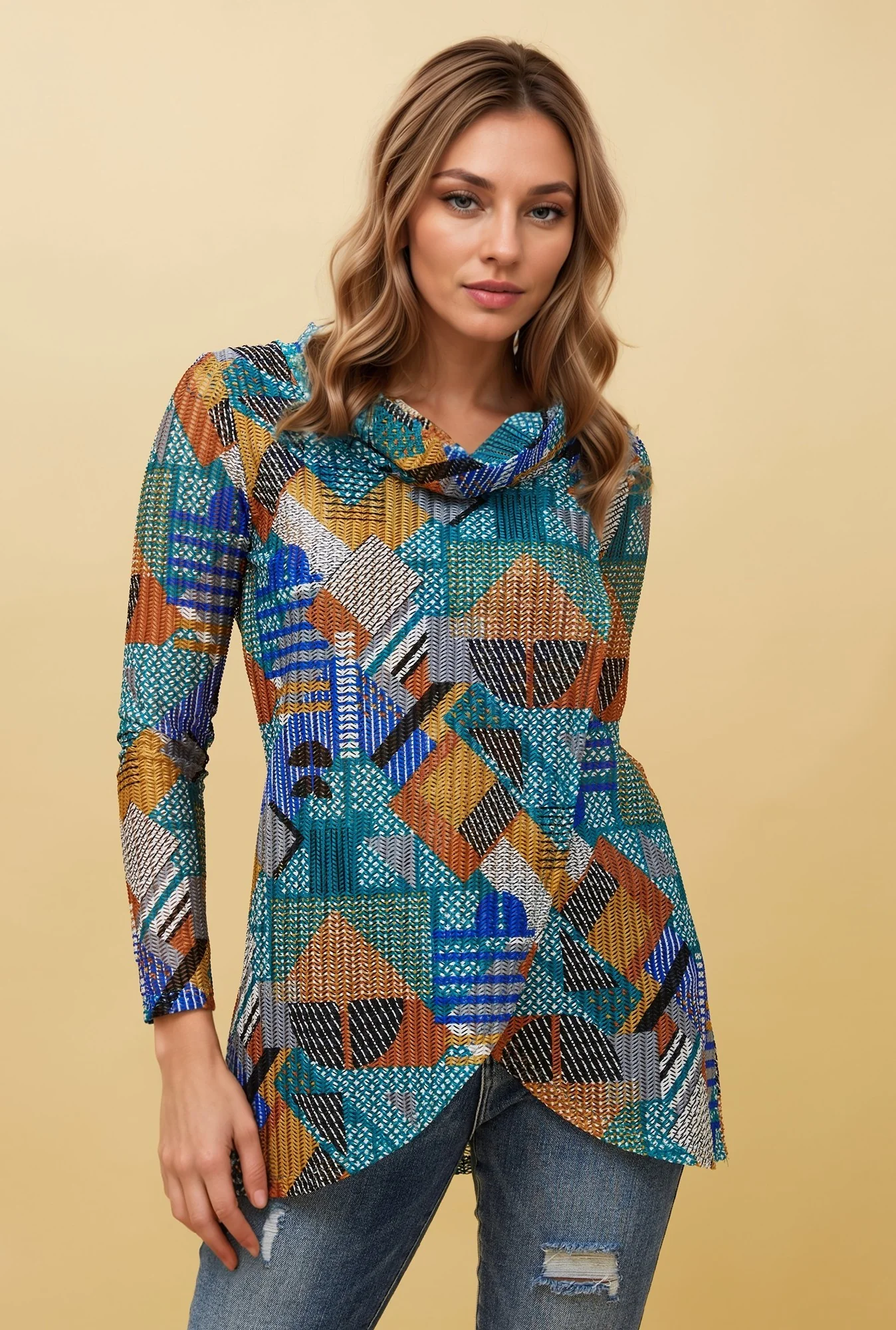 WHISPER ABSTRACT PRINT CROSSOVER TOP