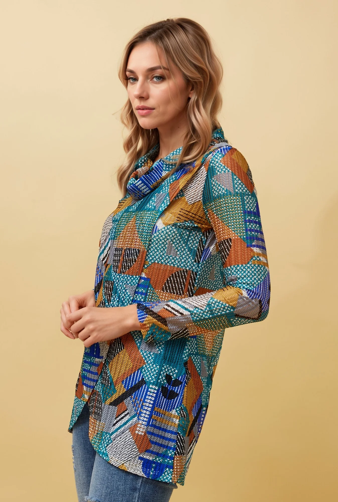 WHISPER ABSTRACT PRINT CROSSOVER TOP