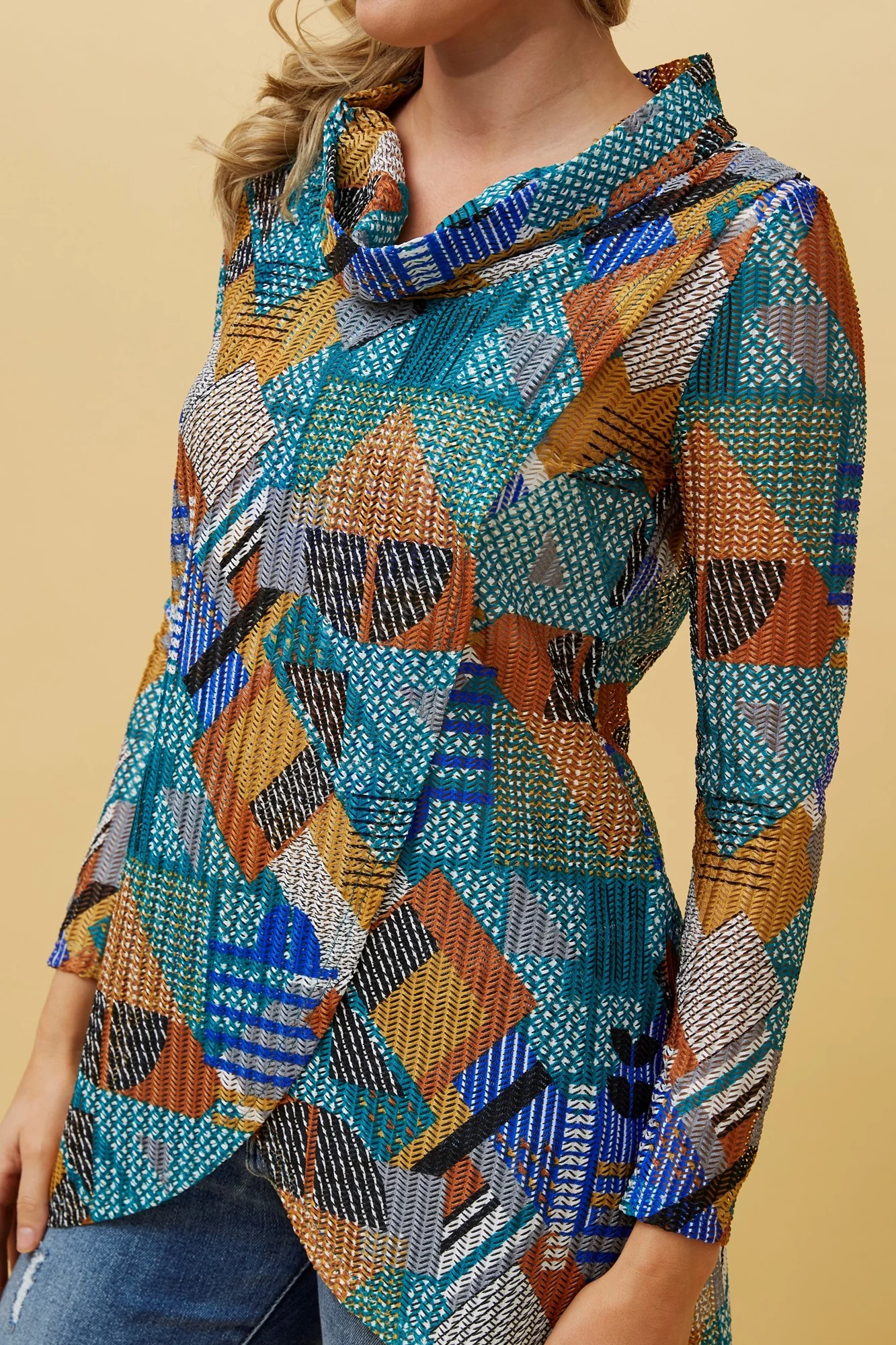 WHISPER ABSTRACT PRINT CROSSOVER TOP