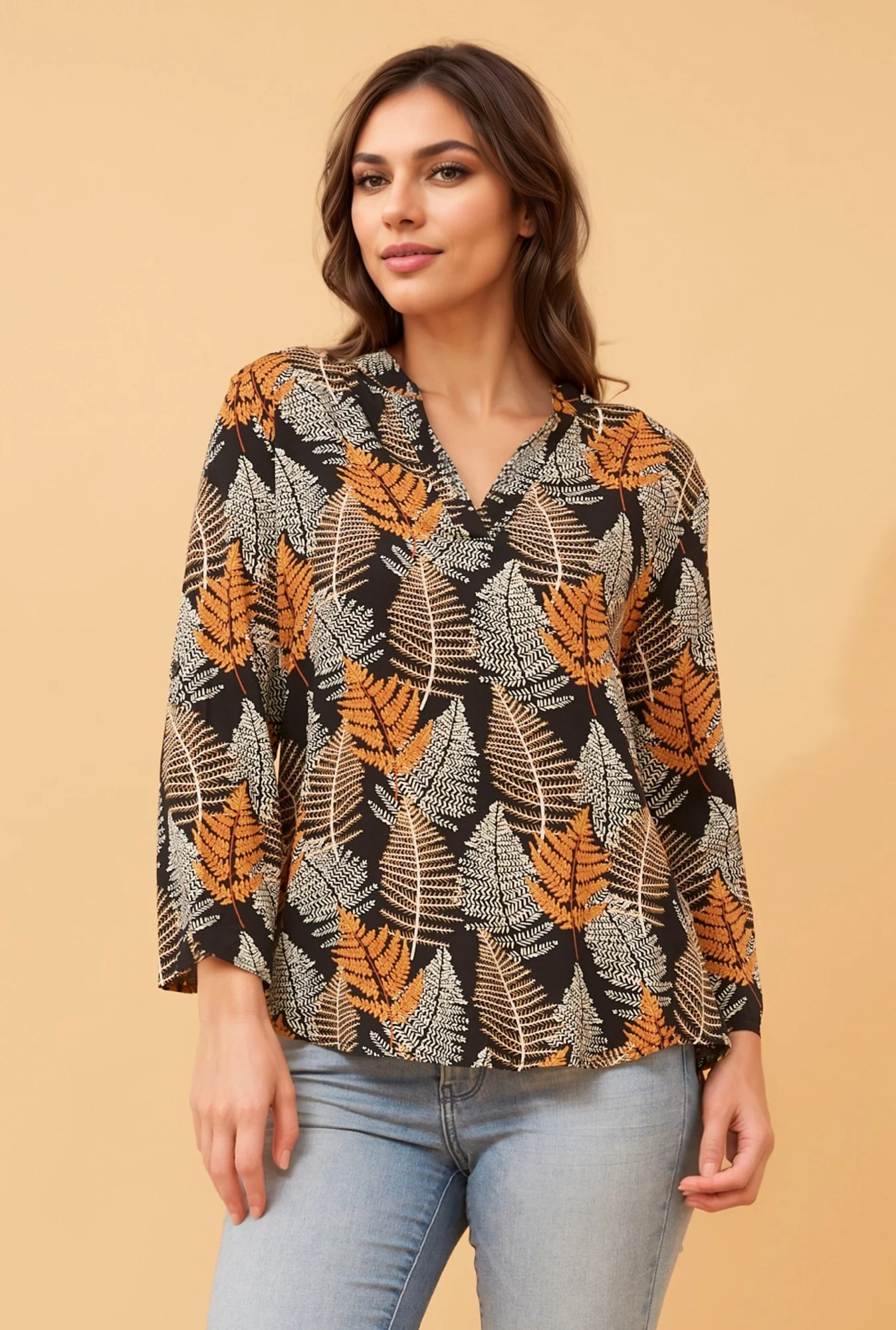 SPICY LEAF PRINT BLOUSE