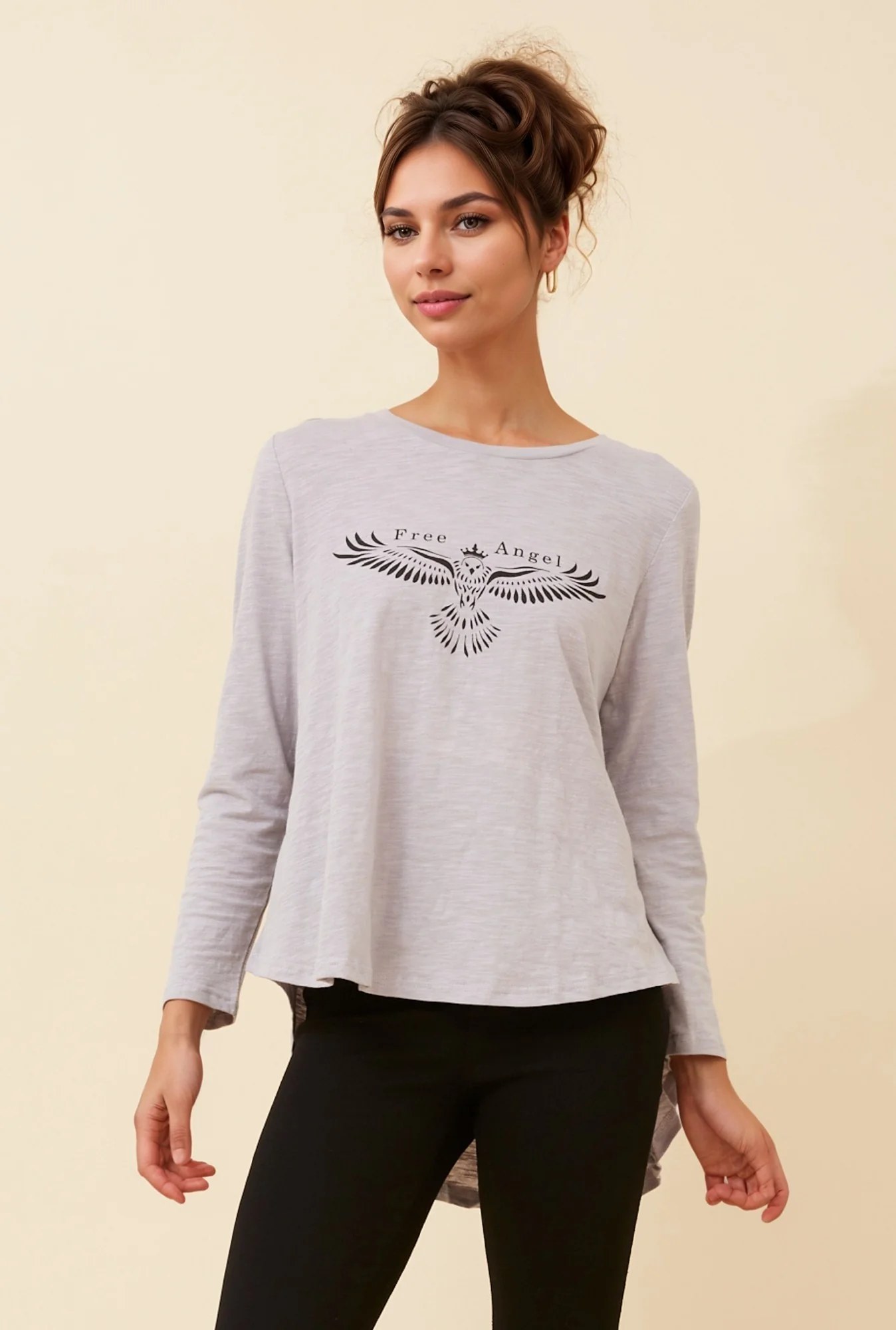 BIRD PRINT LONG SLEEVE TOP