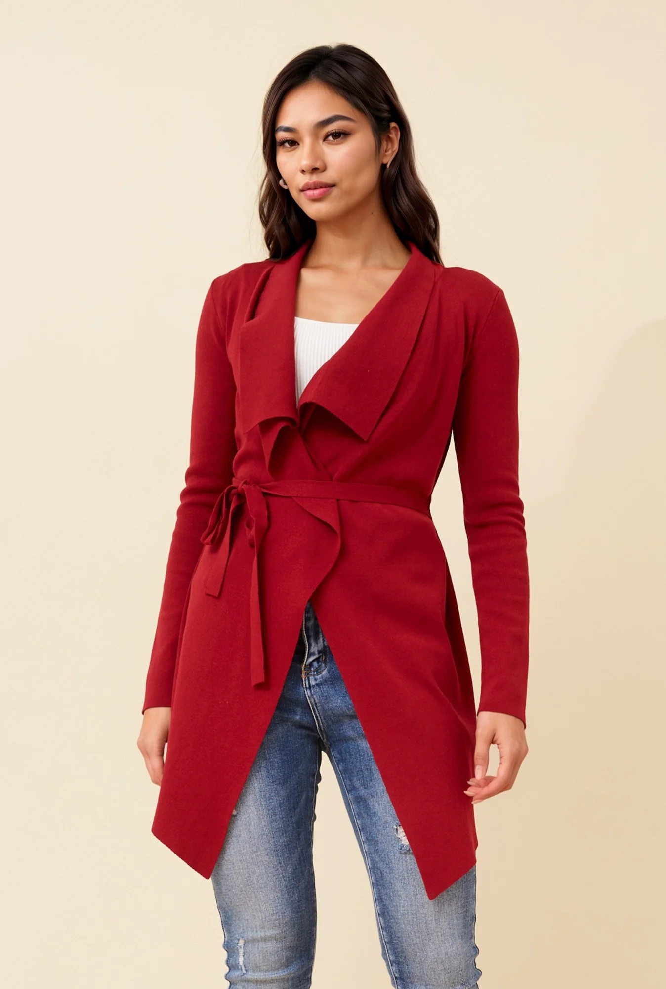 SOLID WATERFALL CARDIGAN