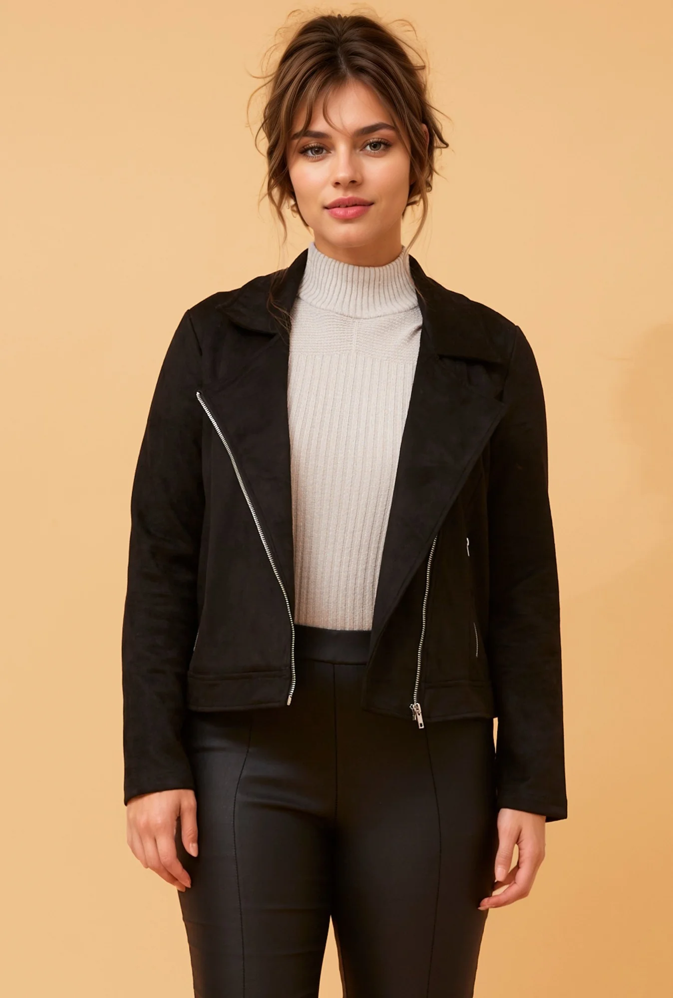 TAHNEE SUEDE BIKER JACKET