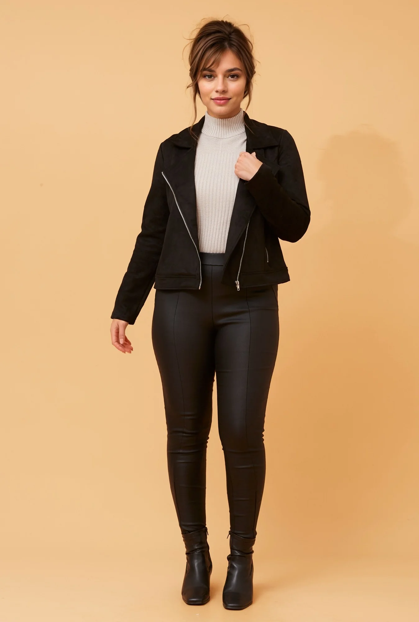 TAHNEE SUEDE BIKER JACKET