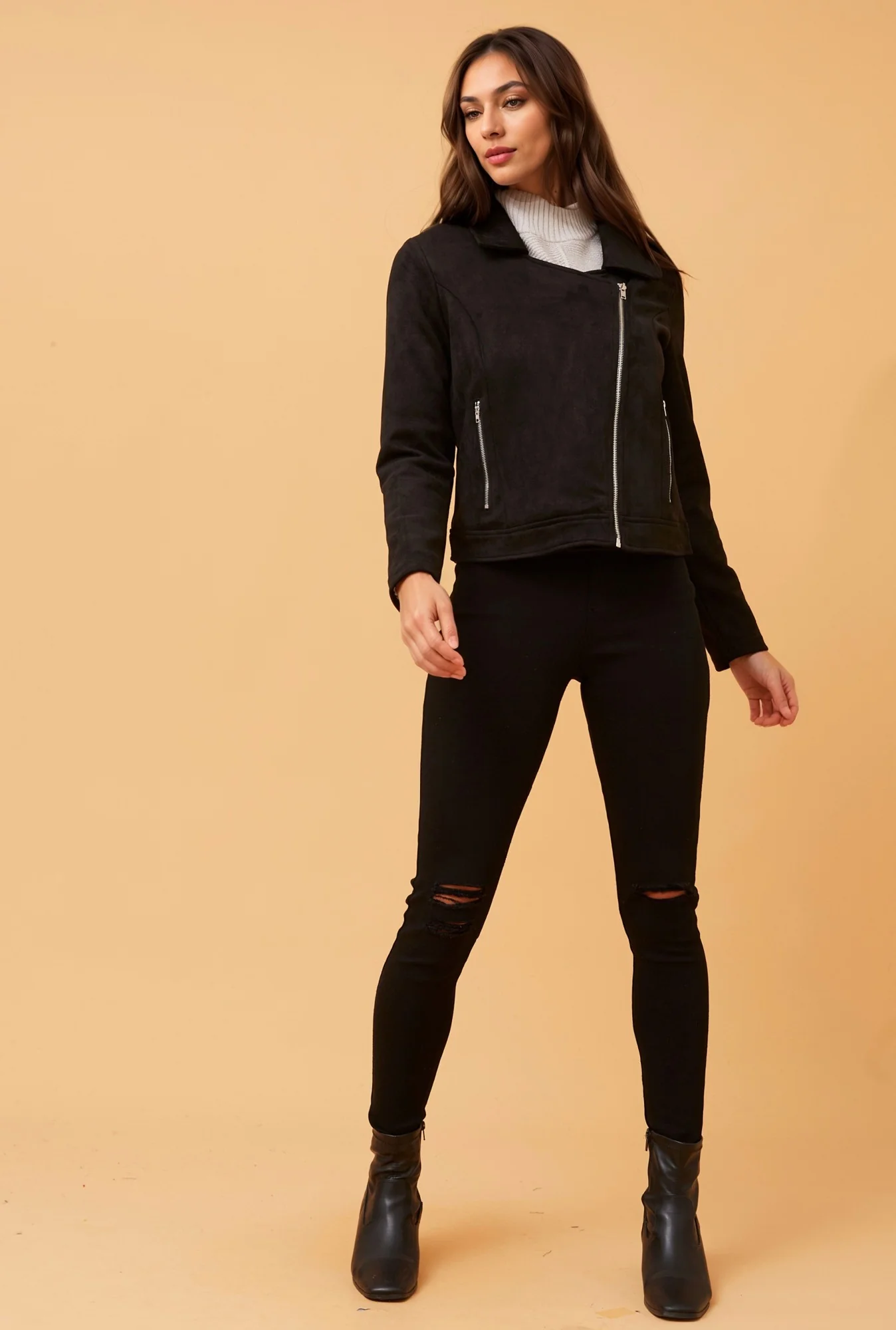 TAHNEE SUEDE BIKER JACKET