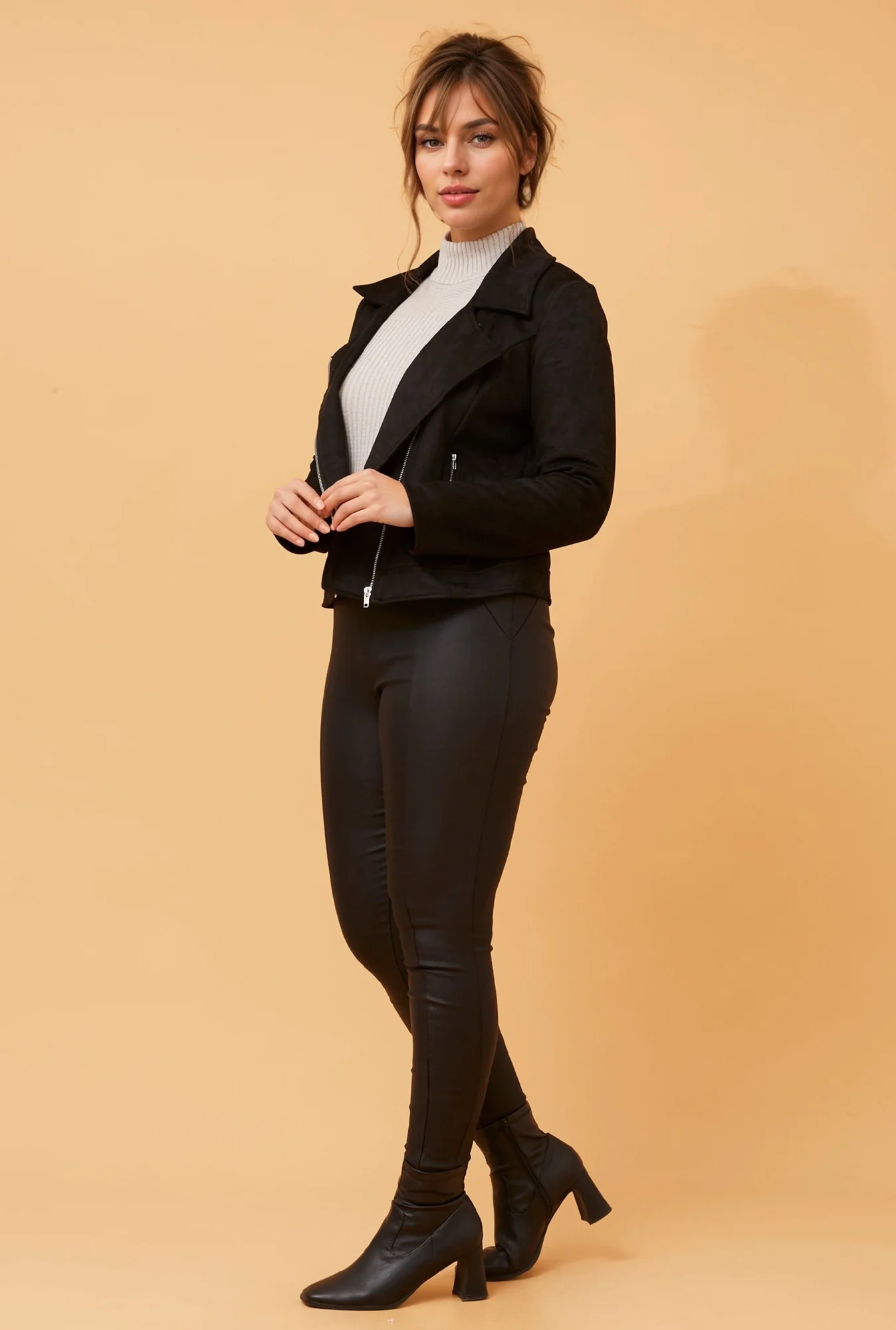 TAHNEE SUEDE BIKER JACKET