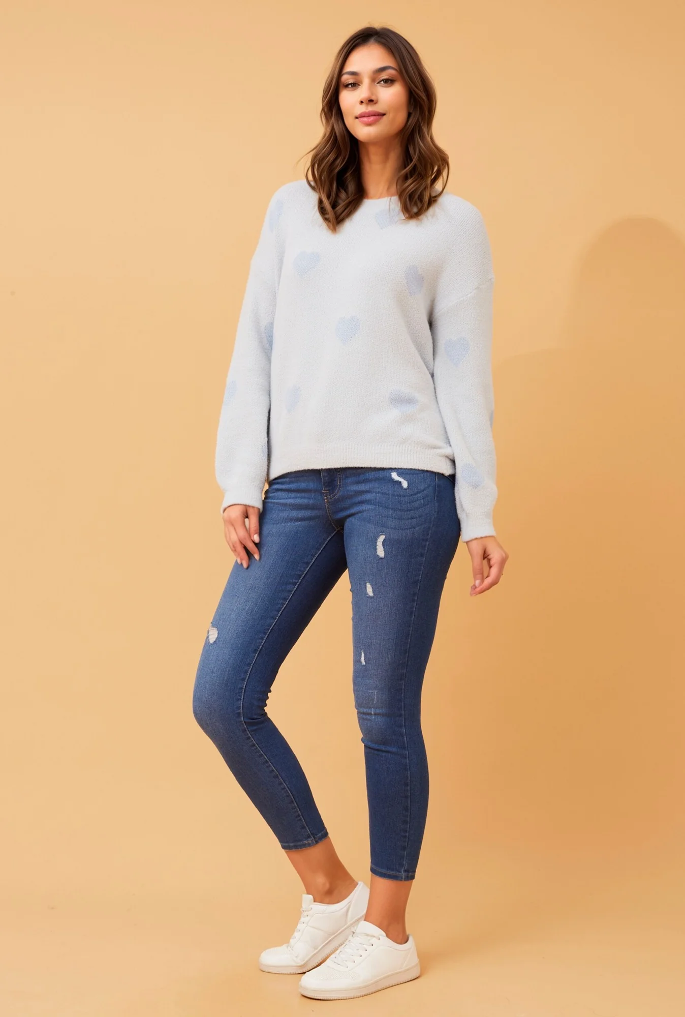 DUNYA HEART PATTERN KNIT JUMPER