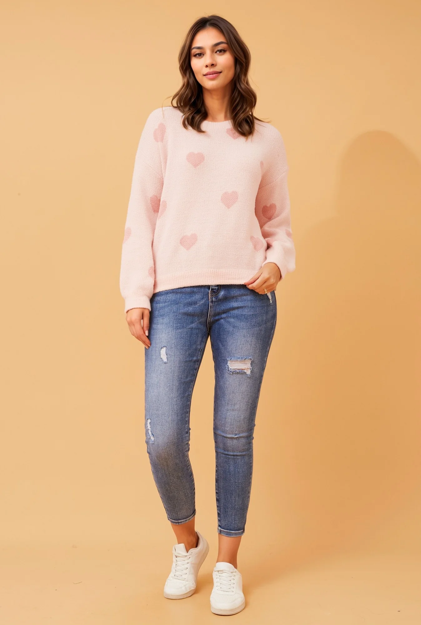 DUNYA HEART PATTERN KNIT JUMPER