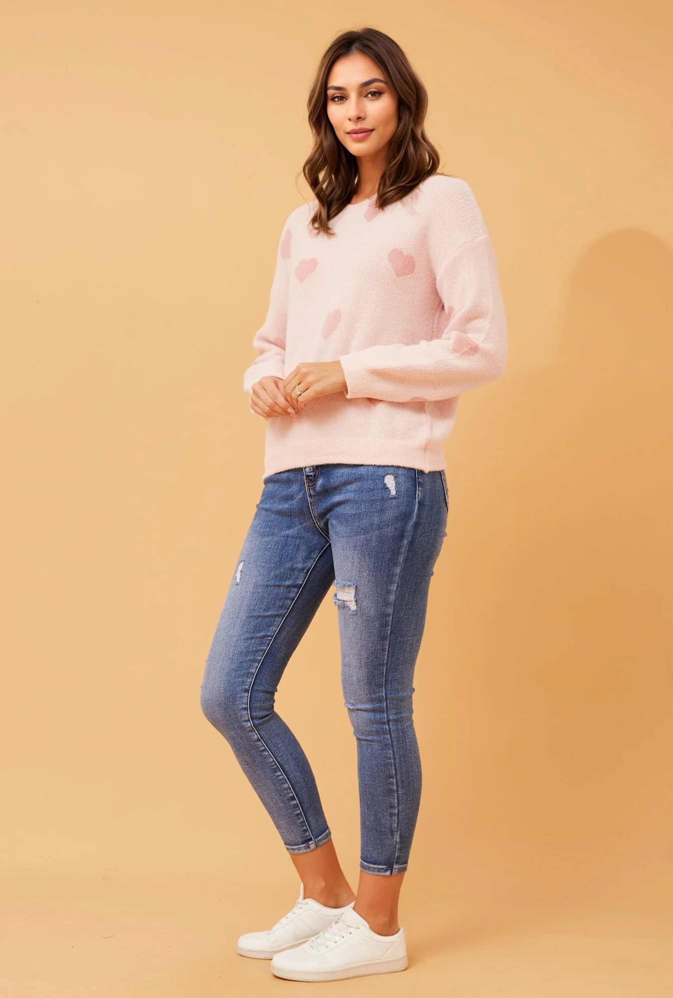 DUNYA HEART PATTERN KNIT JUMPER