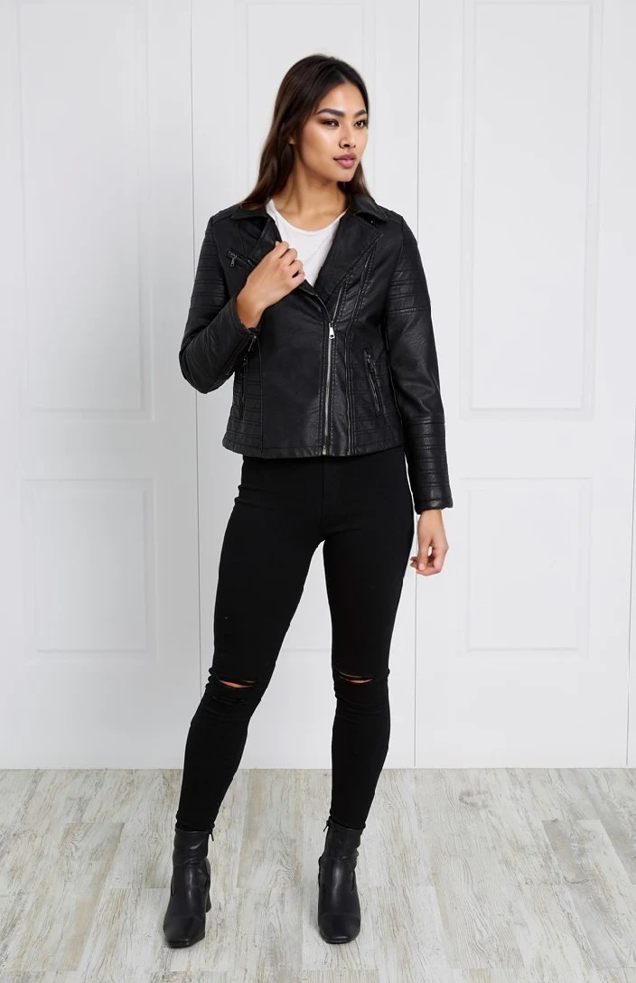 VEGAN LEATHER BIKER JACKET