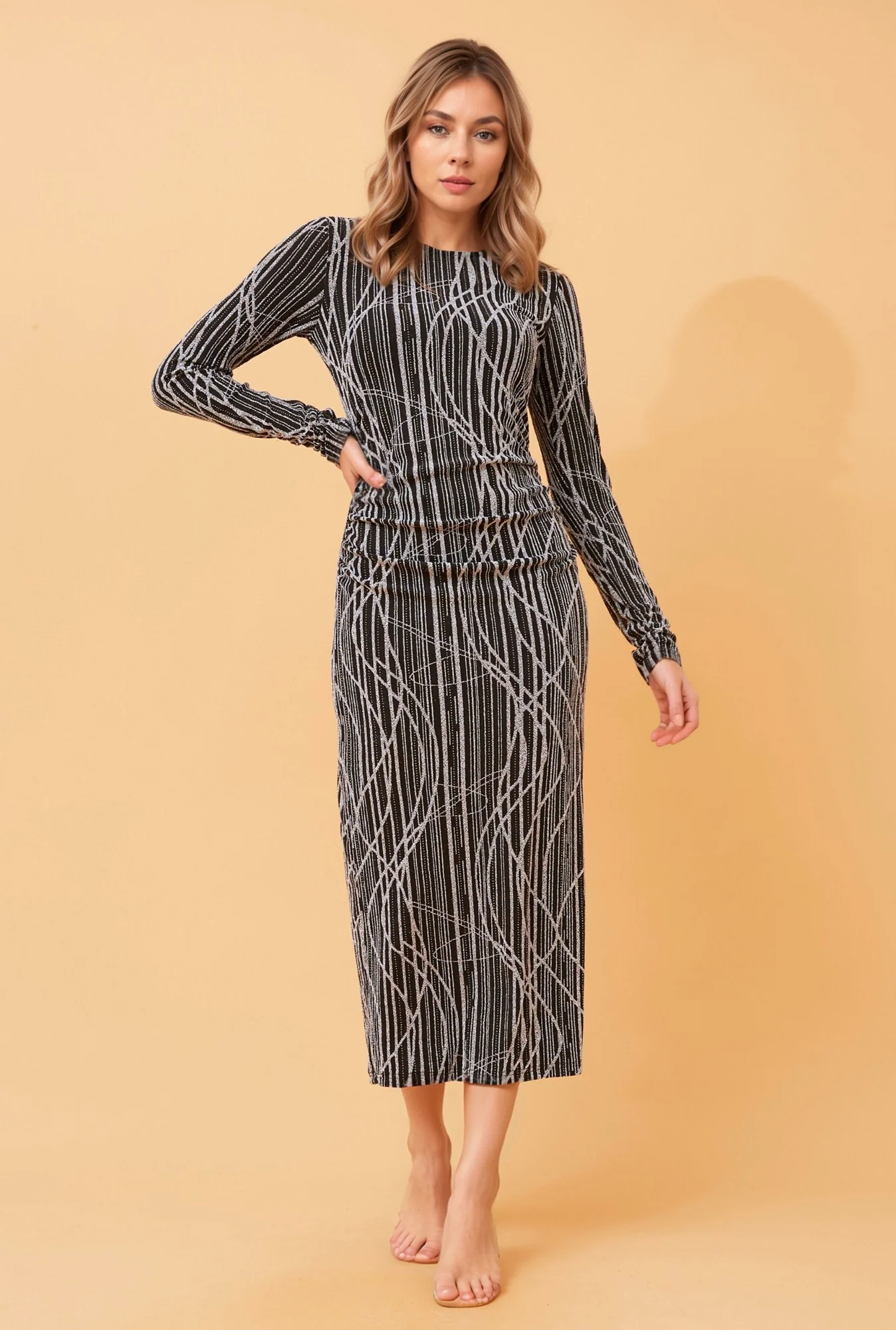 CORELLA METTALIC MIDI DRESS