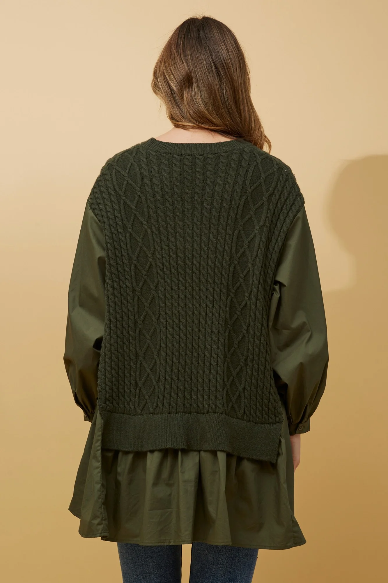 STACE DOUBLE LAYER CABLE KNIT JUMPEER