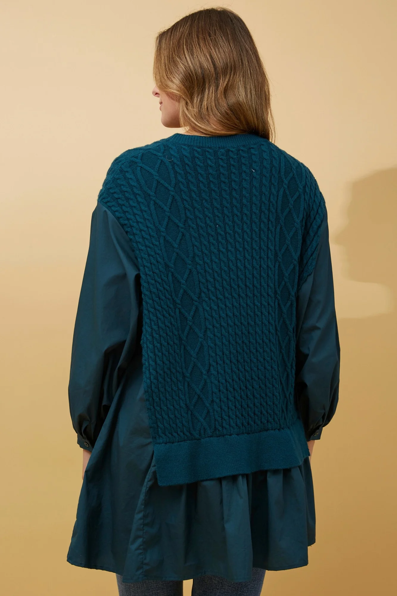 STACE DOUBLE LAYER CABLE KNIT JUMPEER