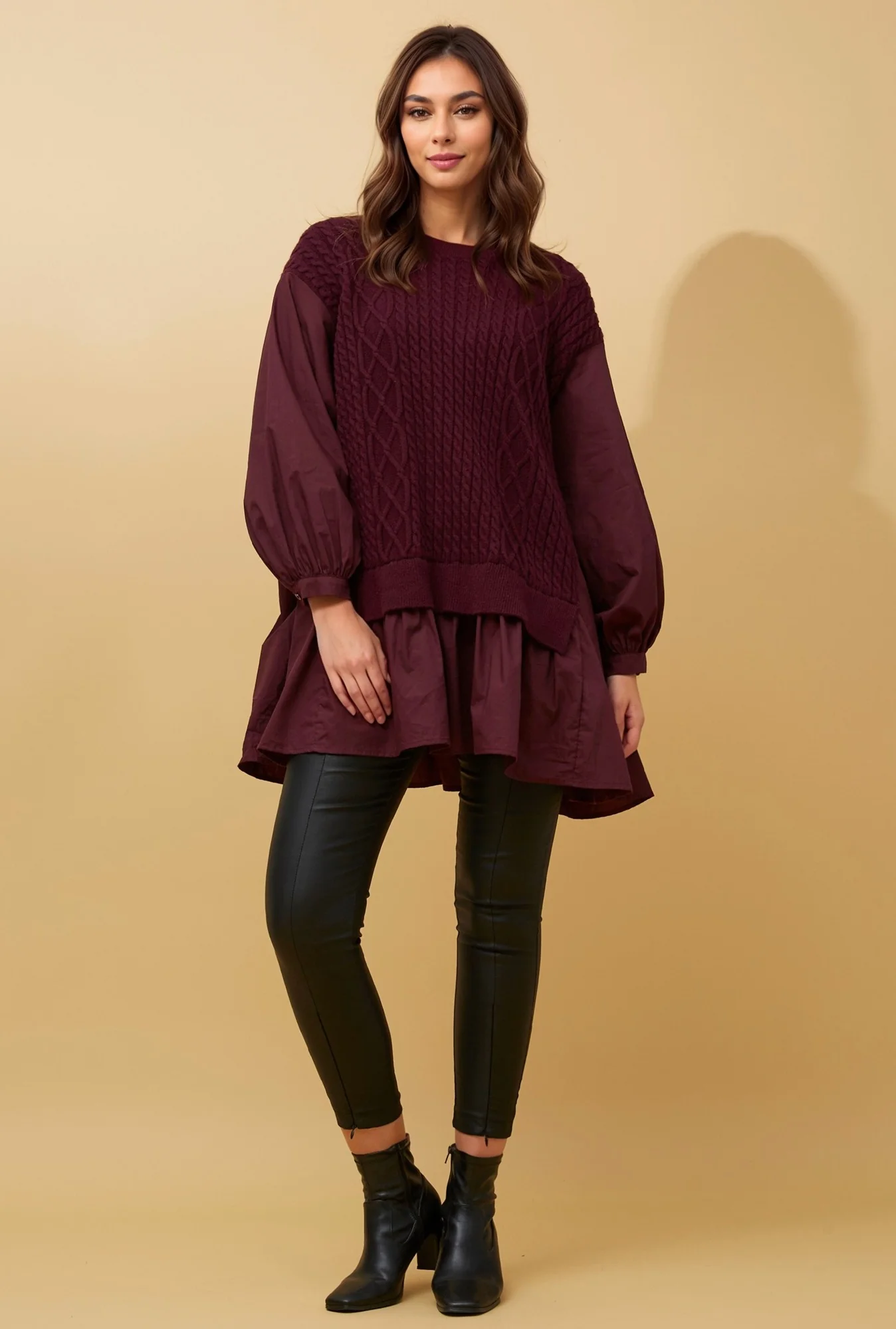 STACE DOUBLE LAYER CABLE KNIT JUMPEER