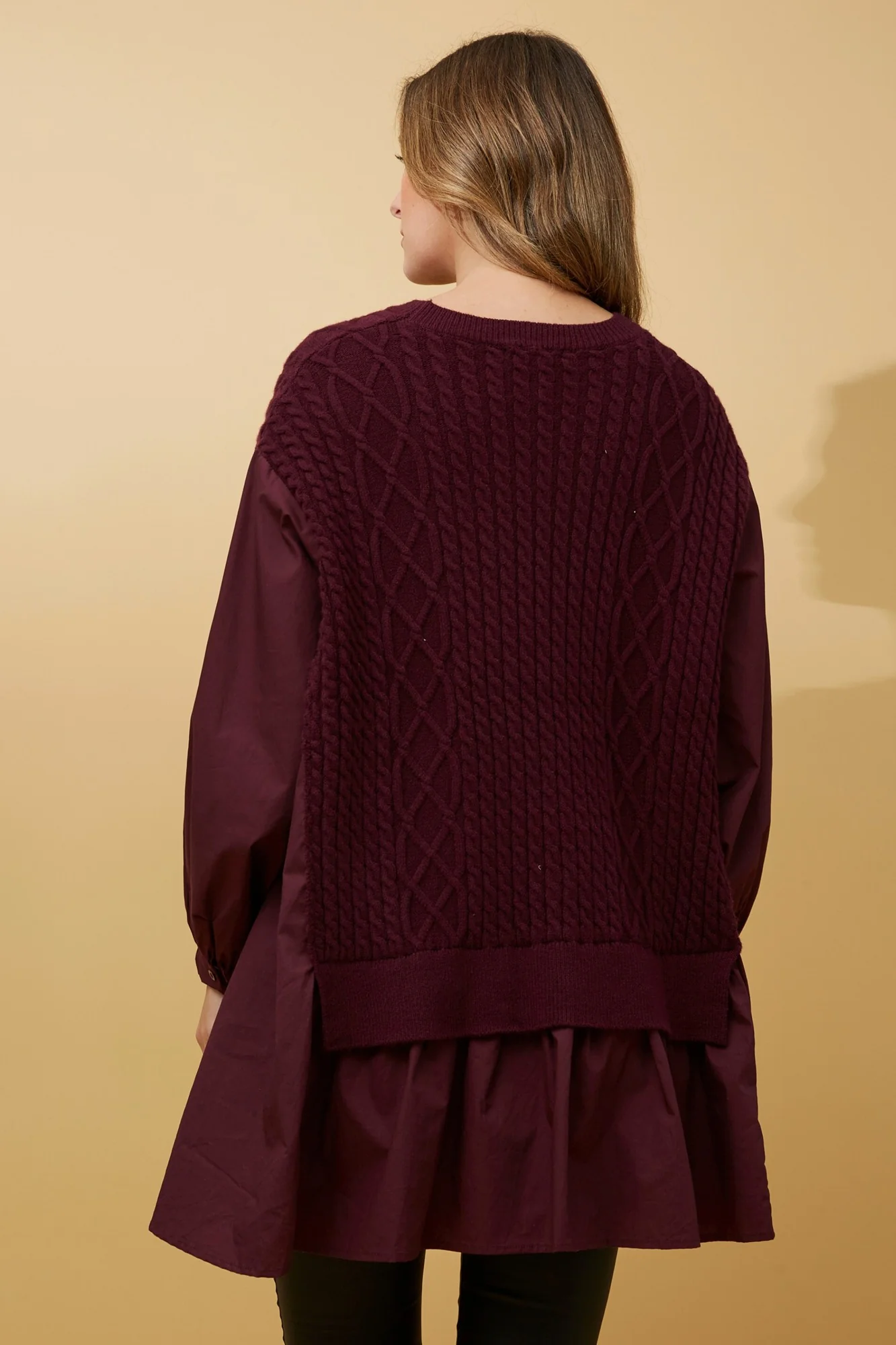 STACE DOUBLE LAYER CABLE KNIT JUMPEER
