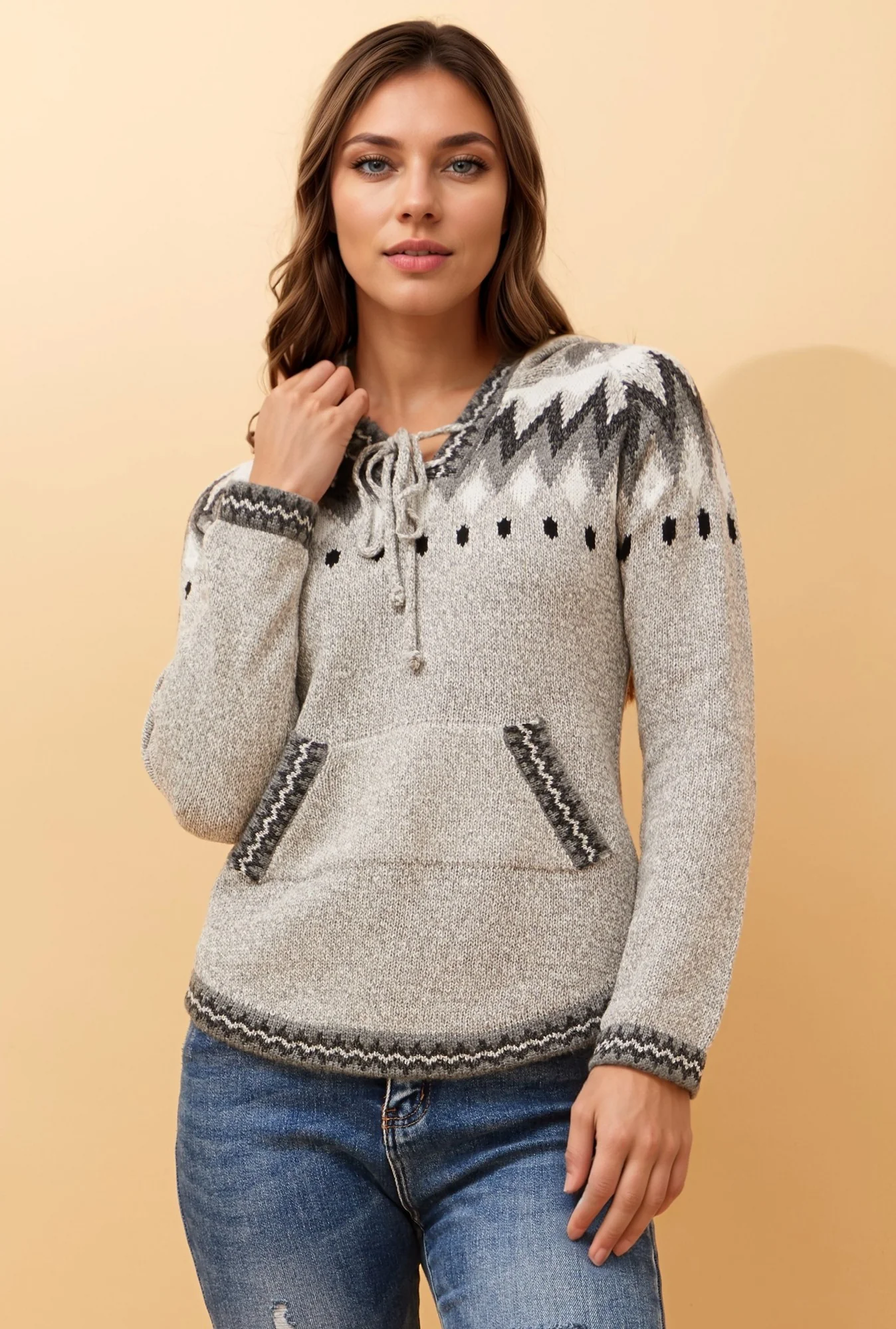 ARGEN JACQUARD HOODED KNIT JUMPER