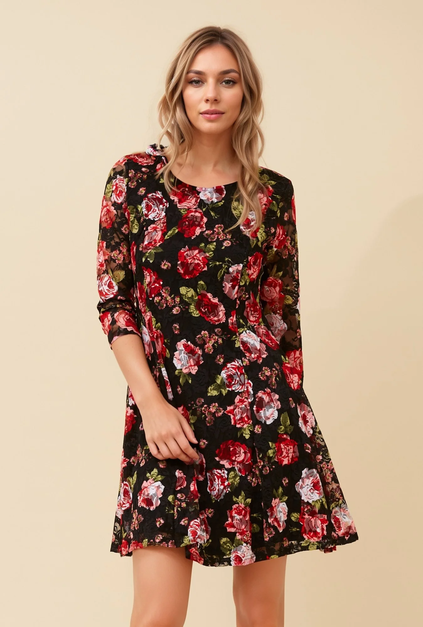 CAMILA FLORAL LACE SHORT DRESS
