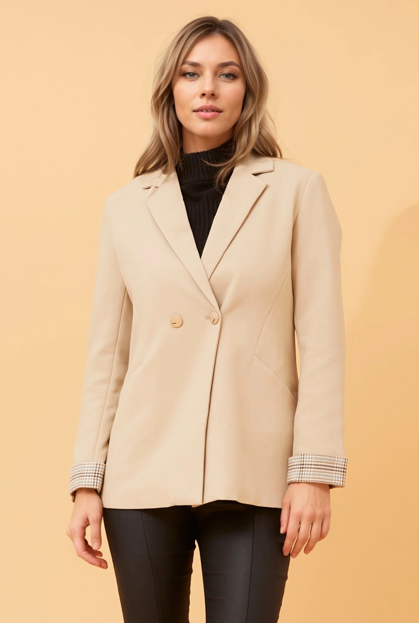 DOUBLE BREASTED CHECK BLAZER