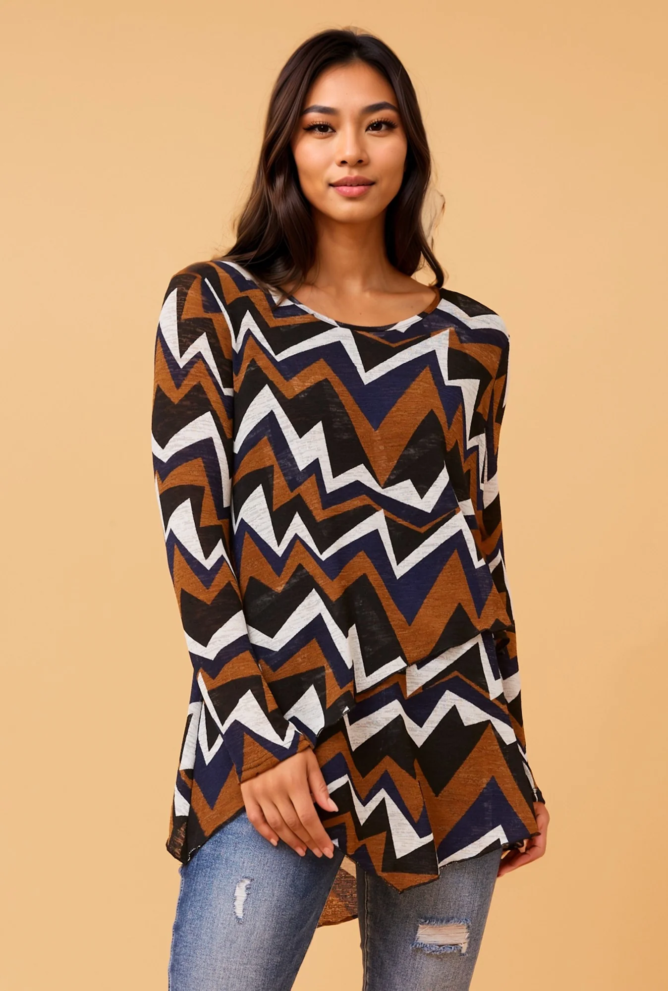 BOBBI PRINTED DOUBLE LAYERED TOP