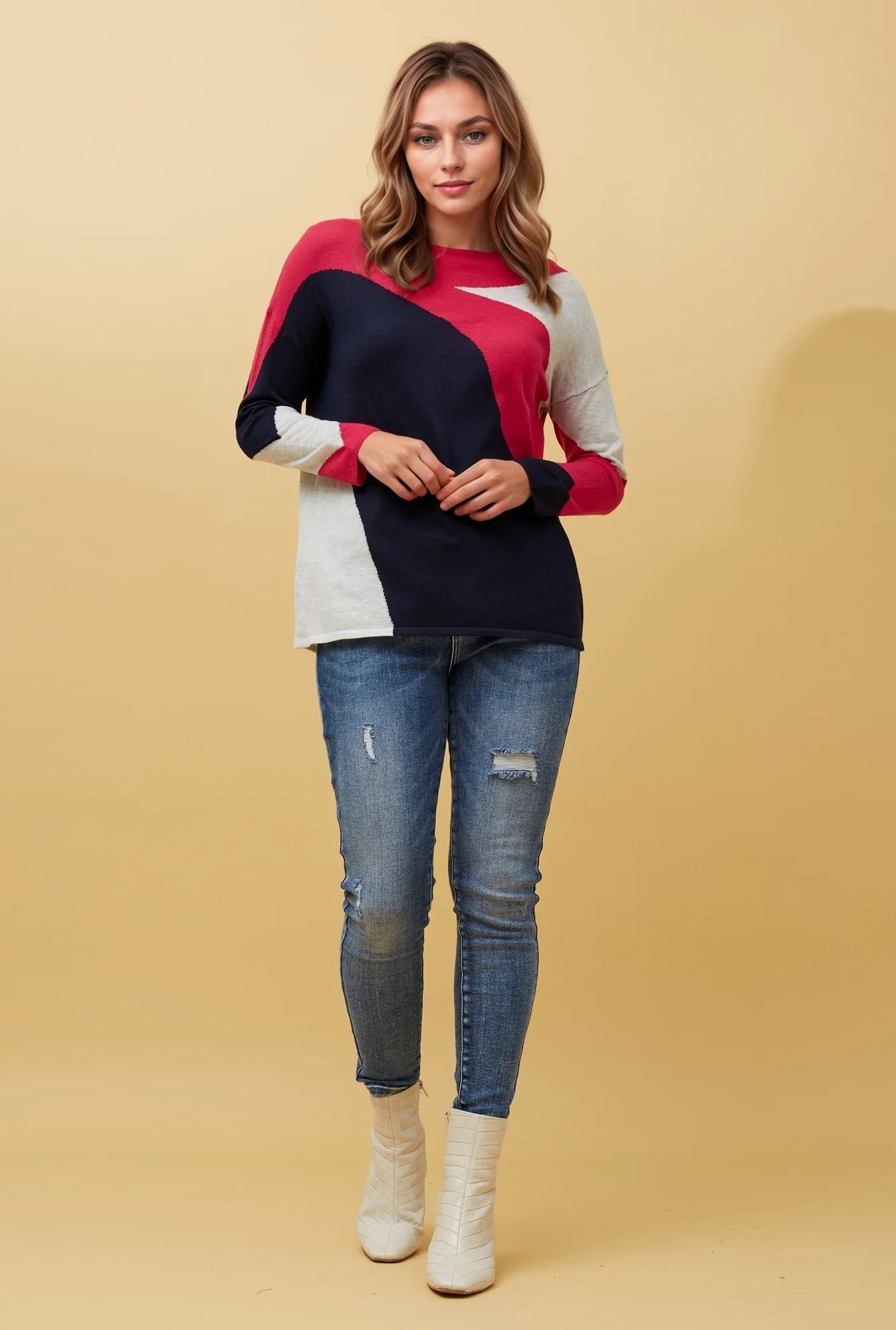 BEA COLOUR BLOCK KNIT JUMPER