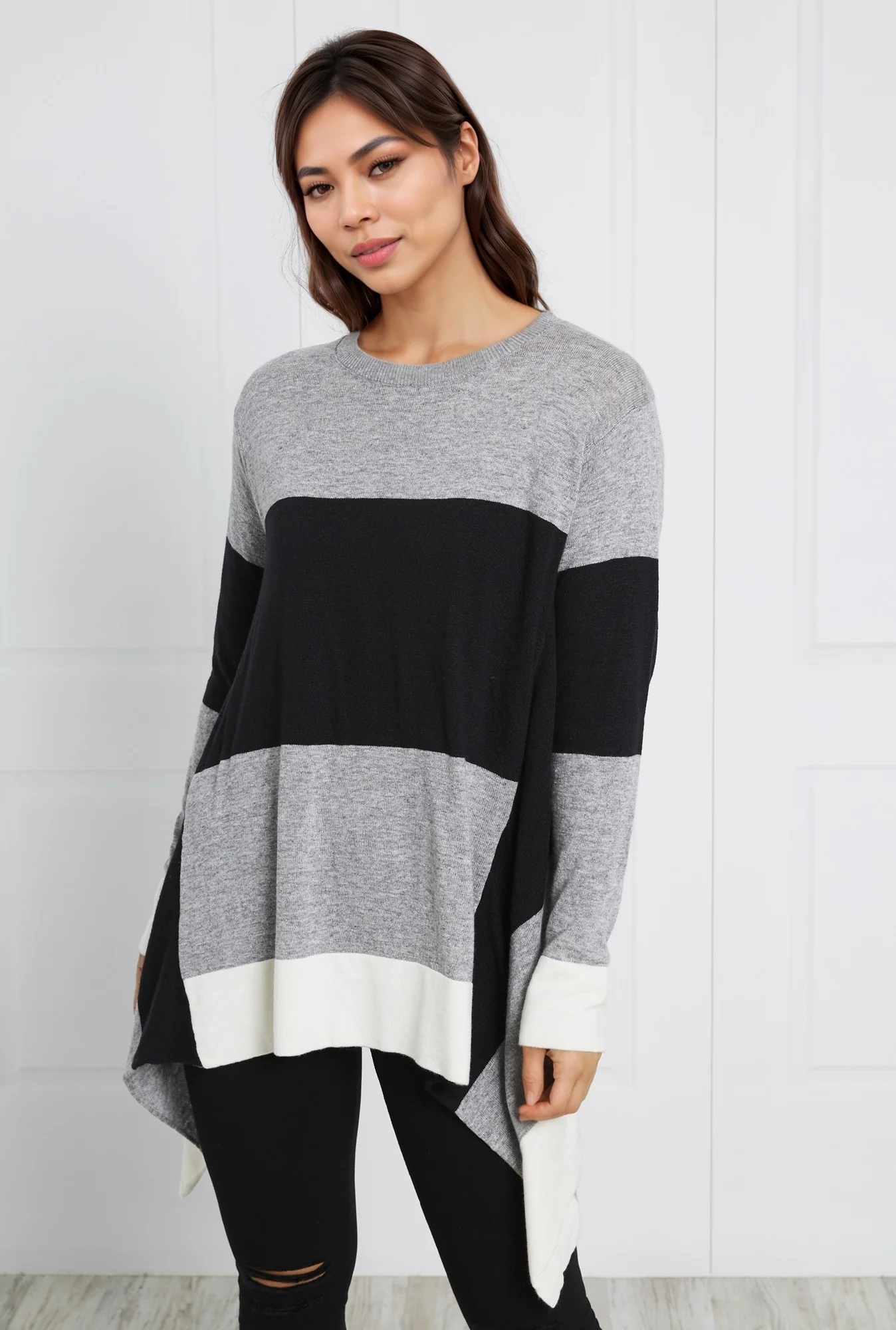 COLOUR BLOCK KNIT PULLOVER