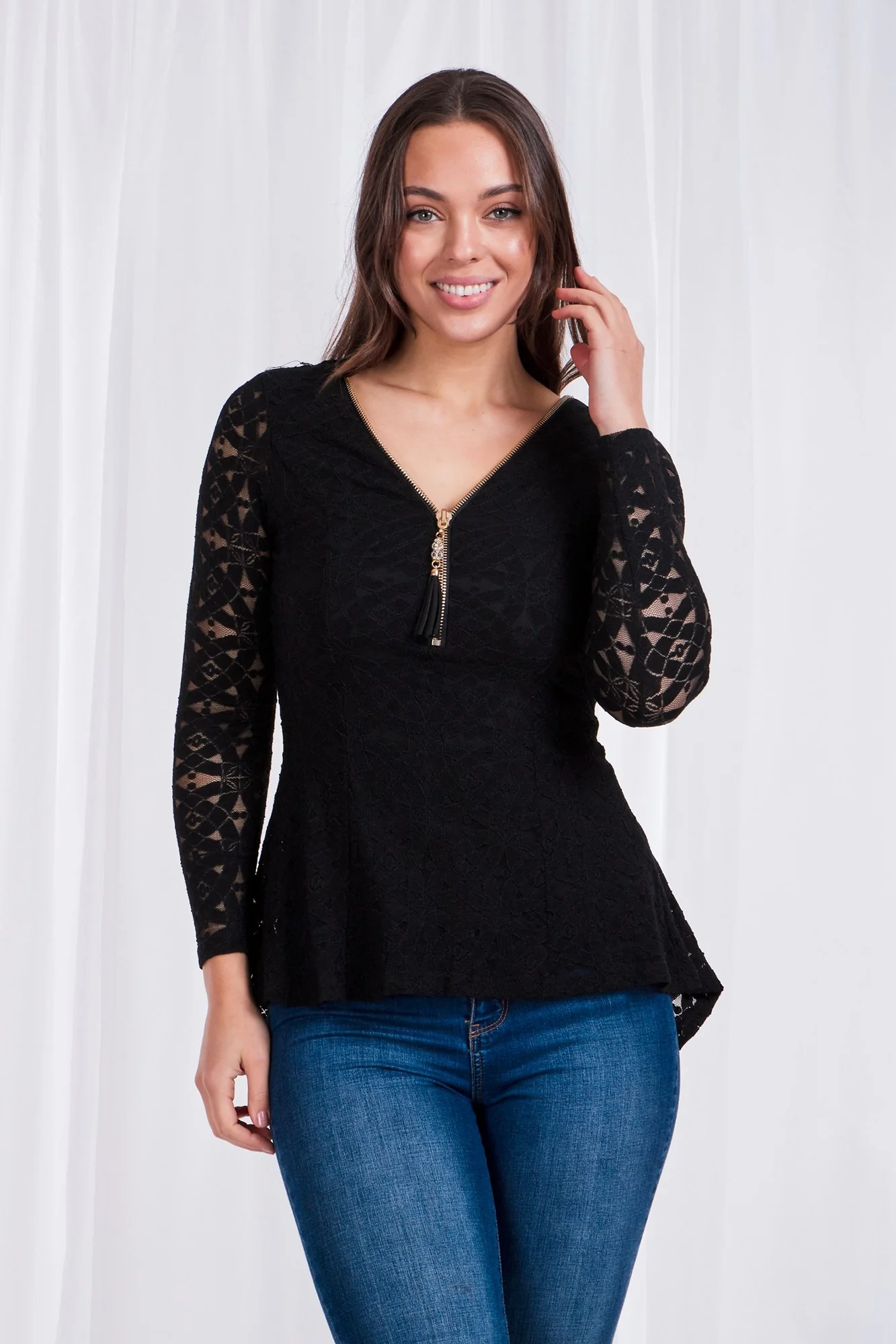 MYRON PEPLUM LACE TOP