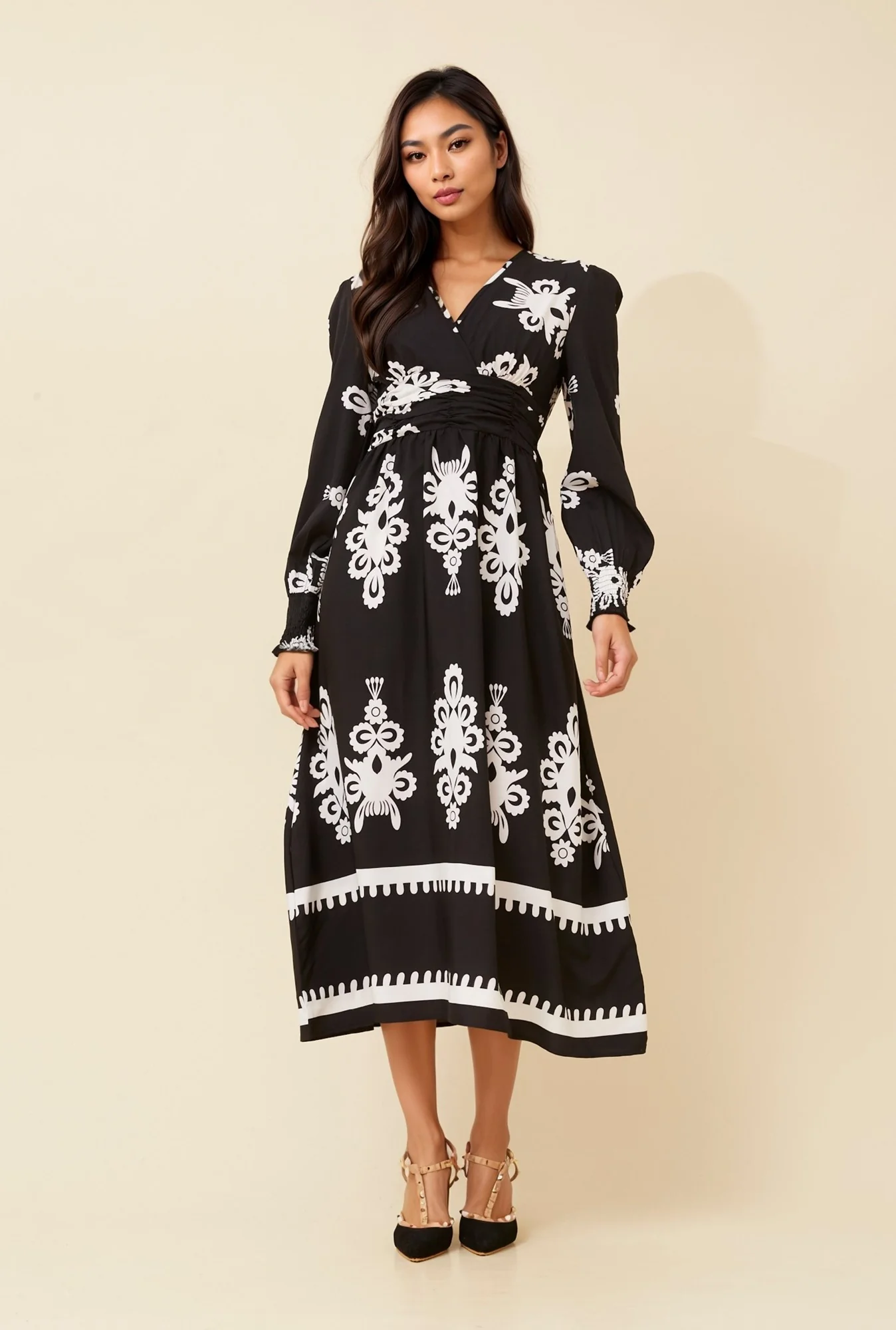 SORA BORDER PRINT DRESS