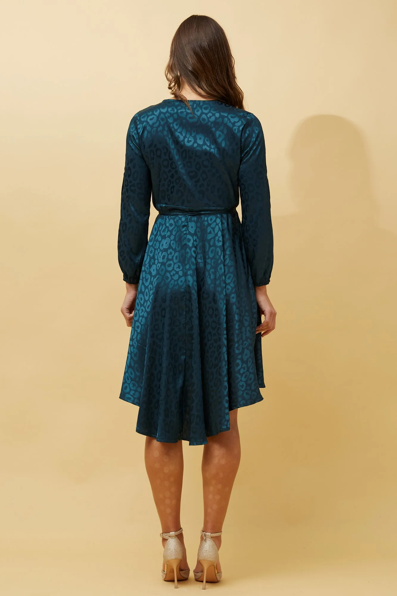 WILLOW ANIMAL PRINT SATIN WRAP DRESS