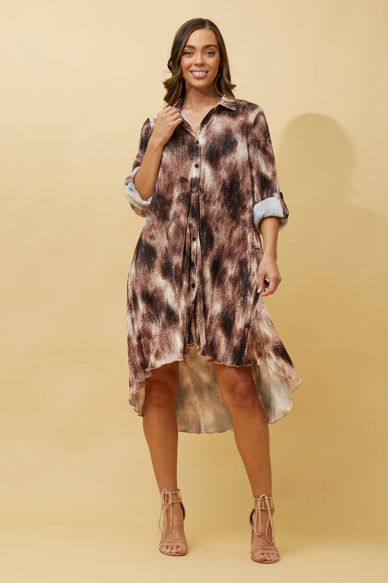 DESERAE PLISSE SHIRT DRESS
