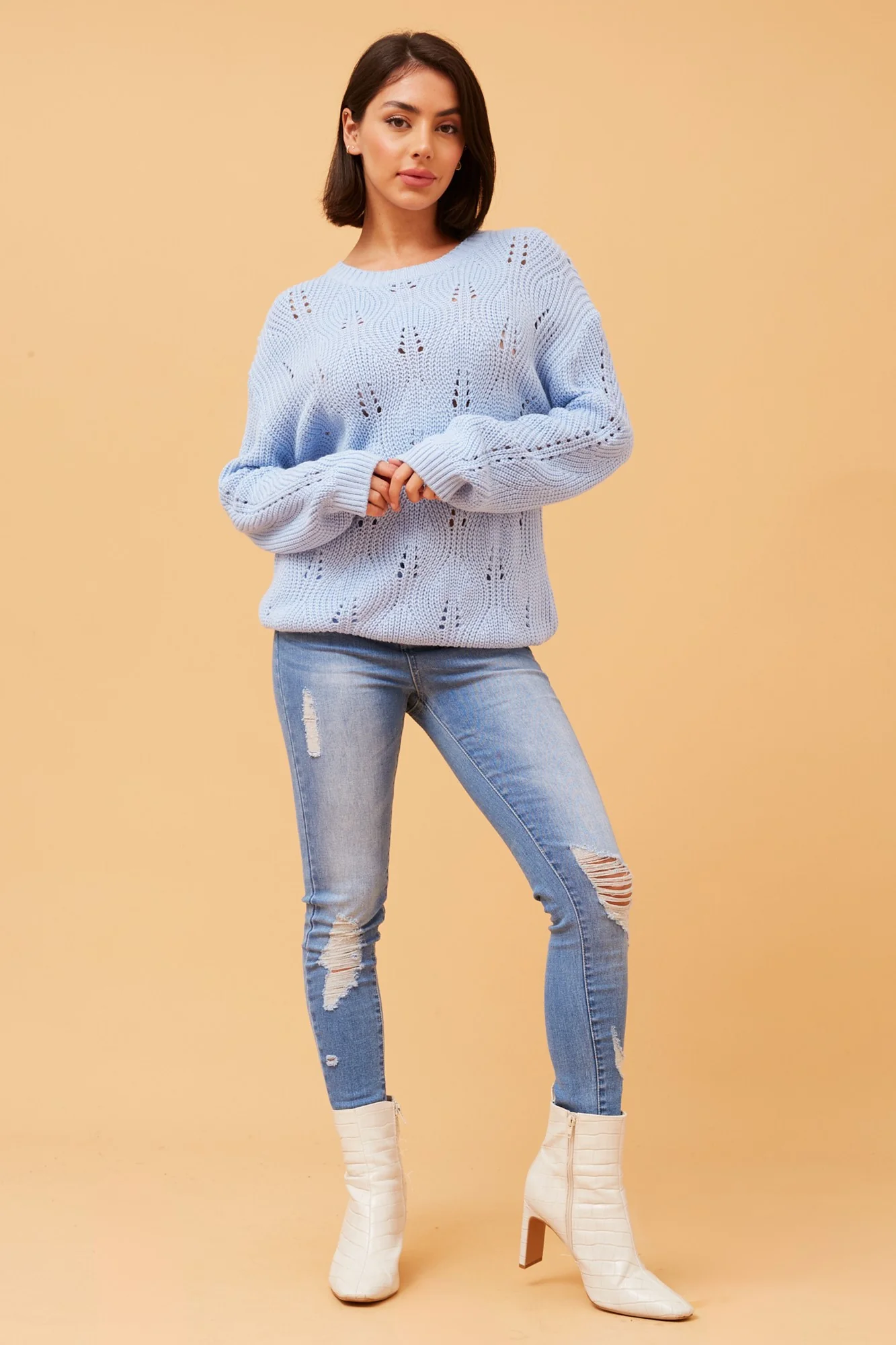 POINTELLE RIB KNIT PULLOVER