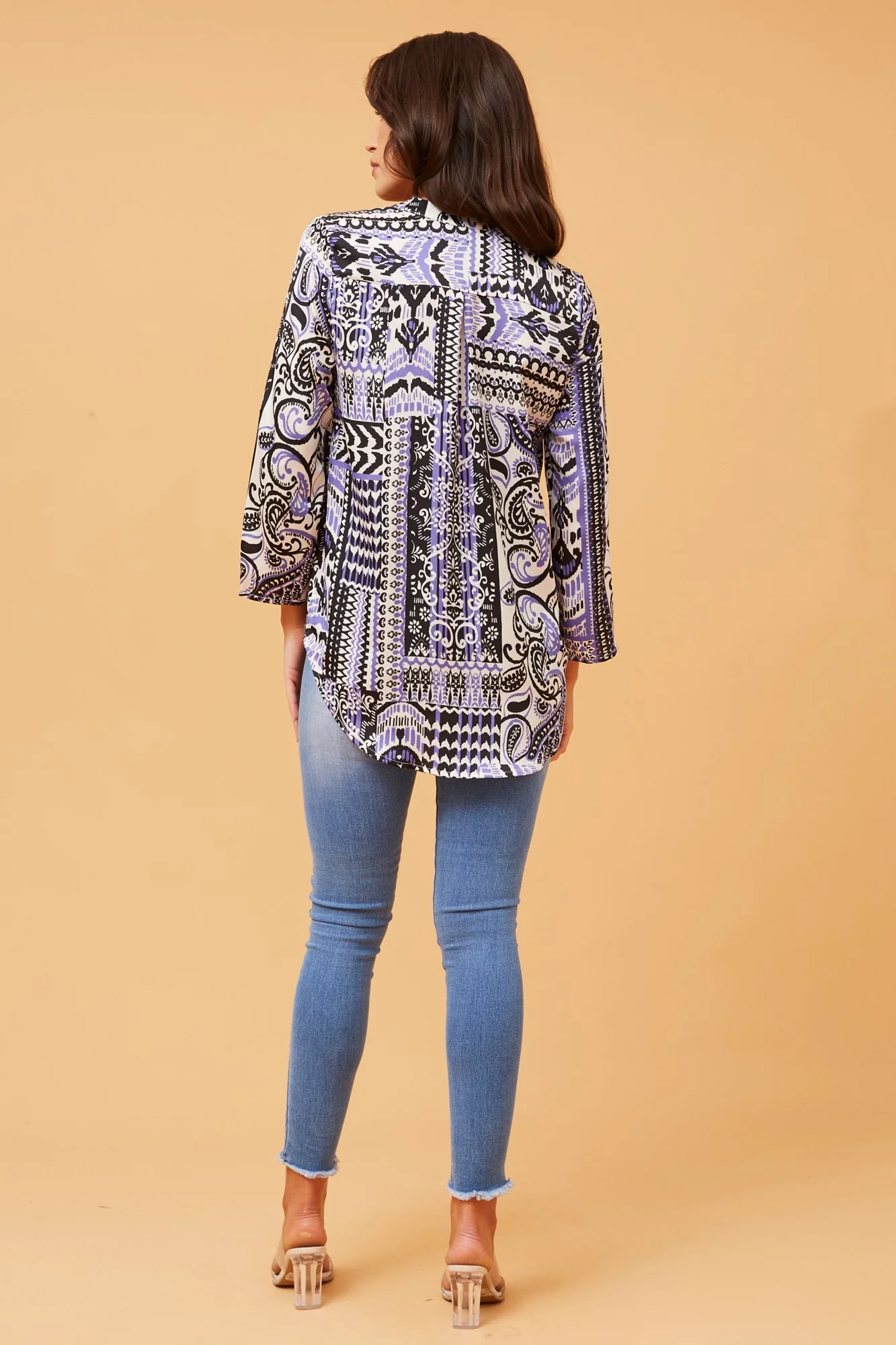 SPICY PATCHWORK PRINT BLOUSE