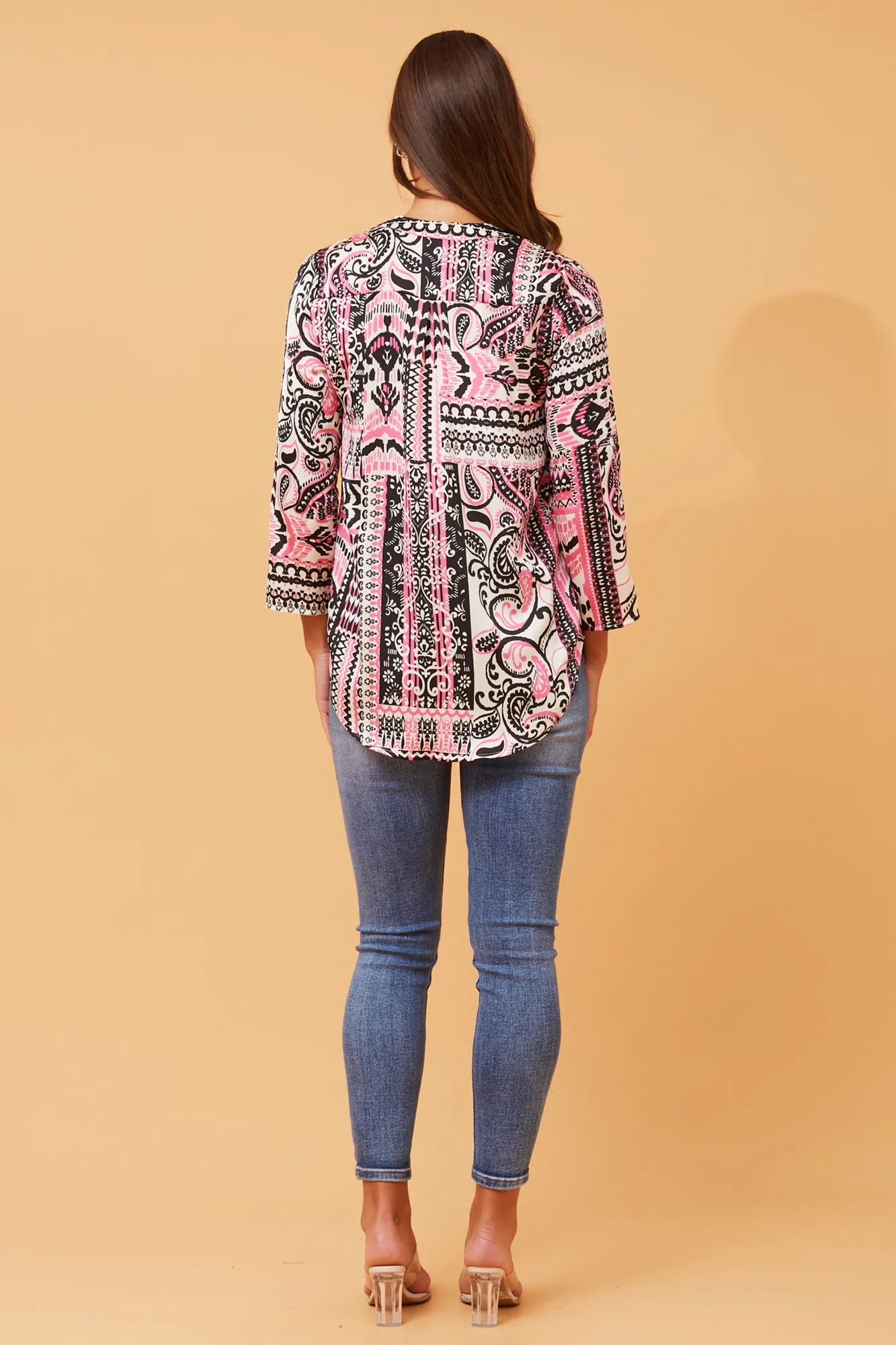 SPICY PATCHWORK PRINT BLOUSE