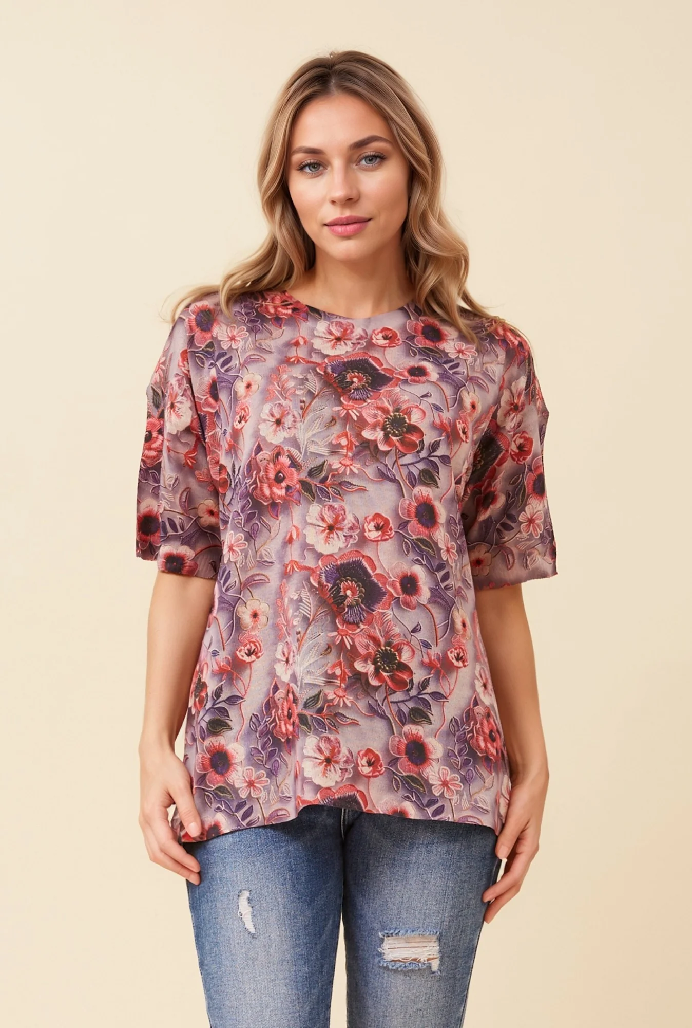 PAOLA FLORAL KNIT PULLOVER