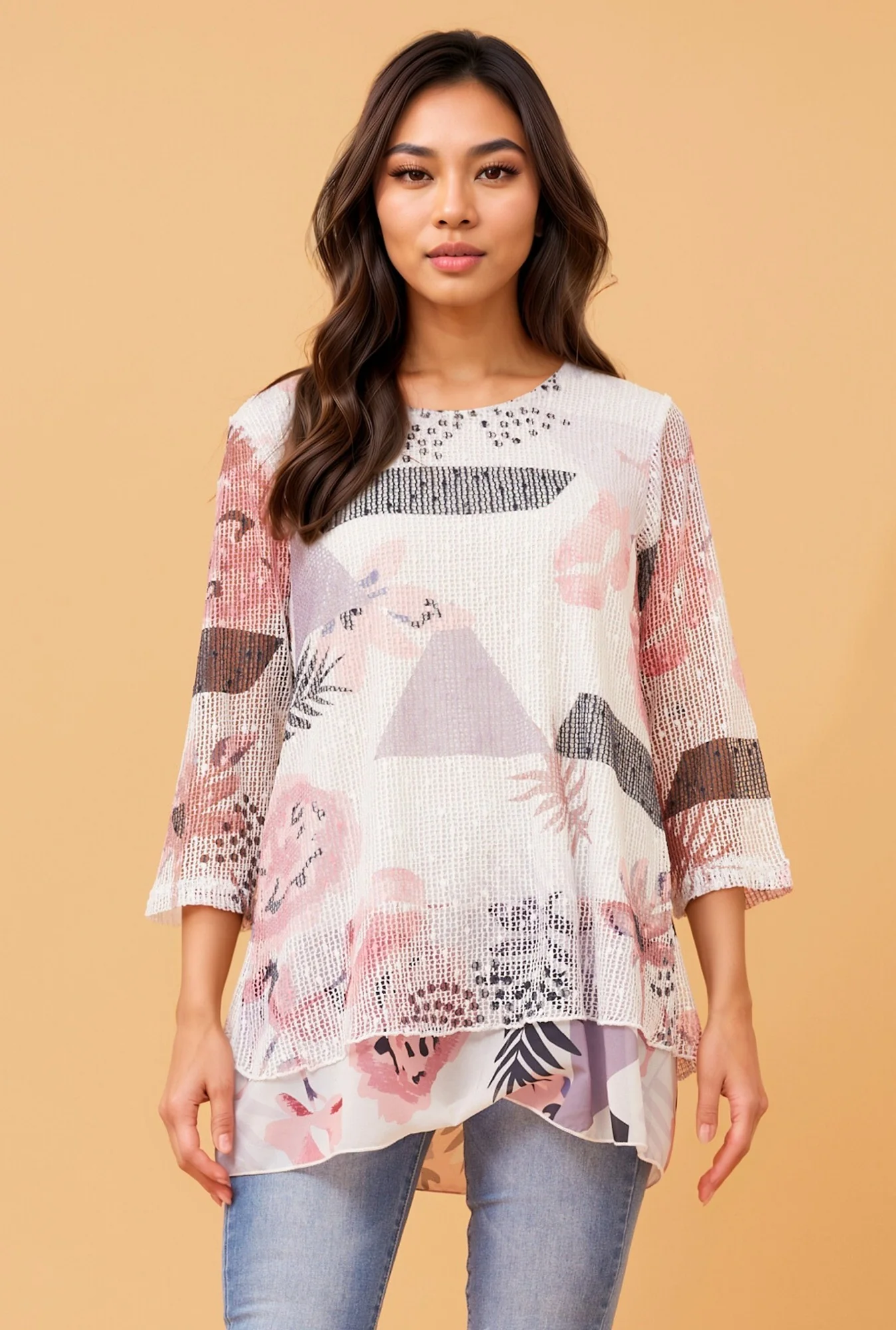 VONNY PRINTED DOUBLE LAYER TOP