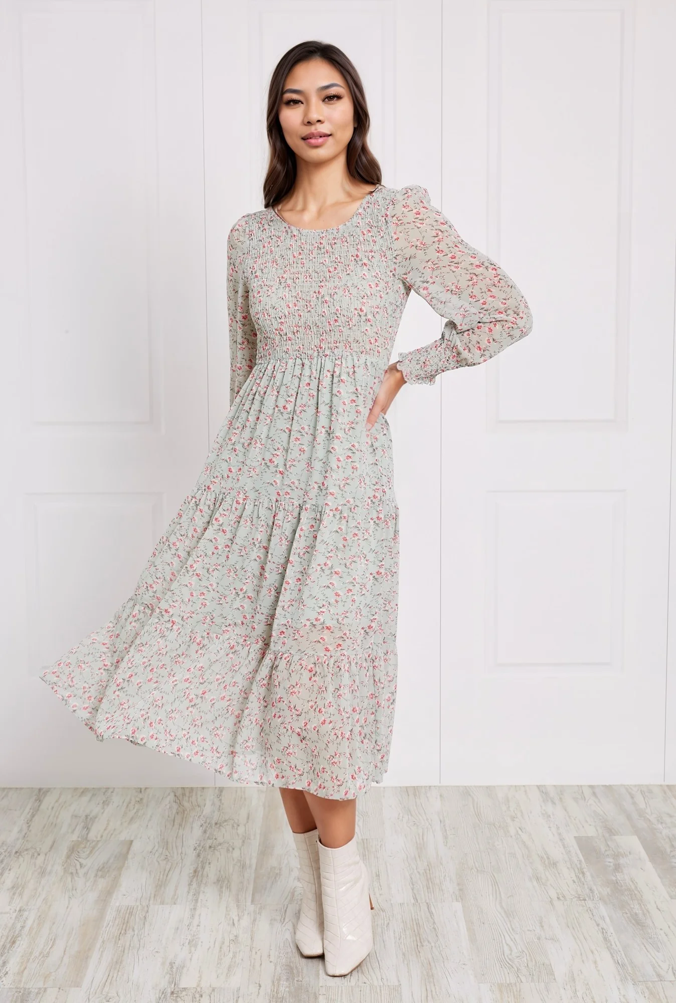 SHERRY FLORAL MIDI DRESS