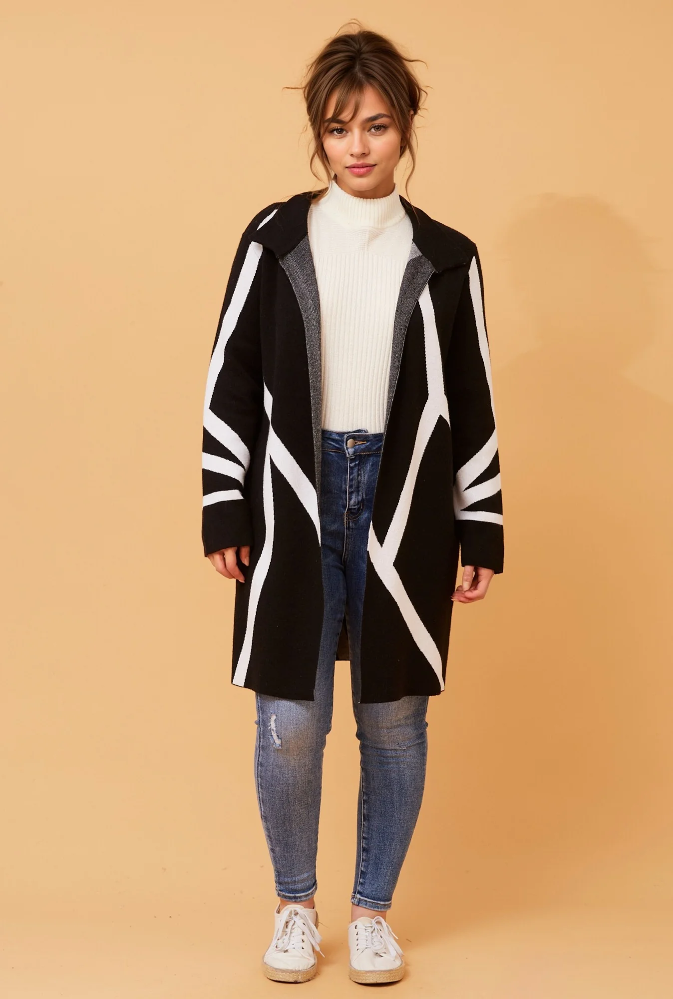 NERINA ABSTRACT PRINT KNIT CARDIGAN