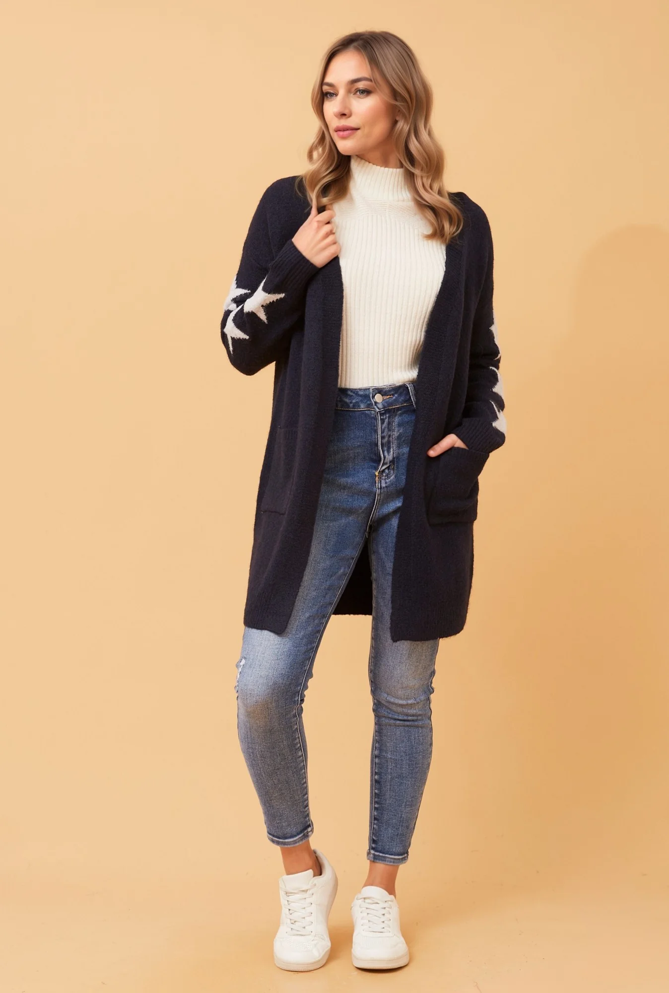GWENDA STAR PRINT KNIT CARDIGAN